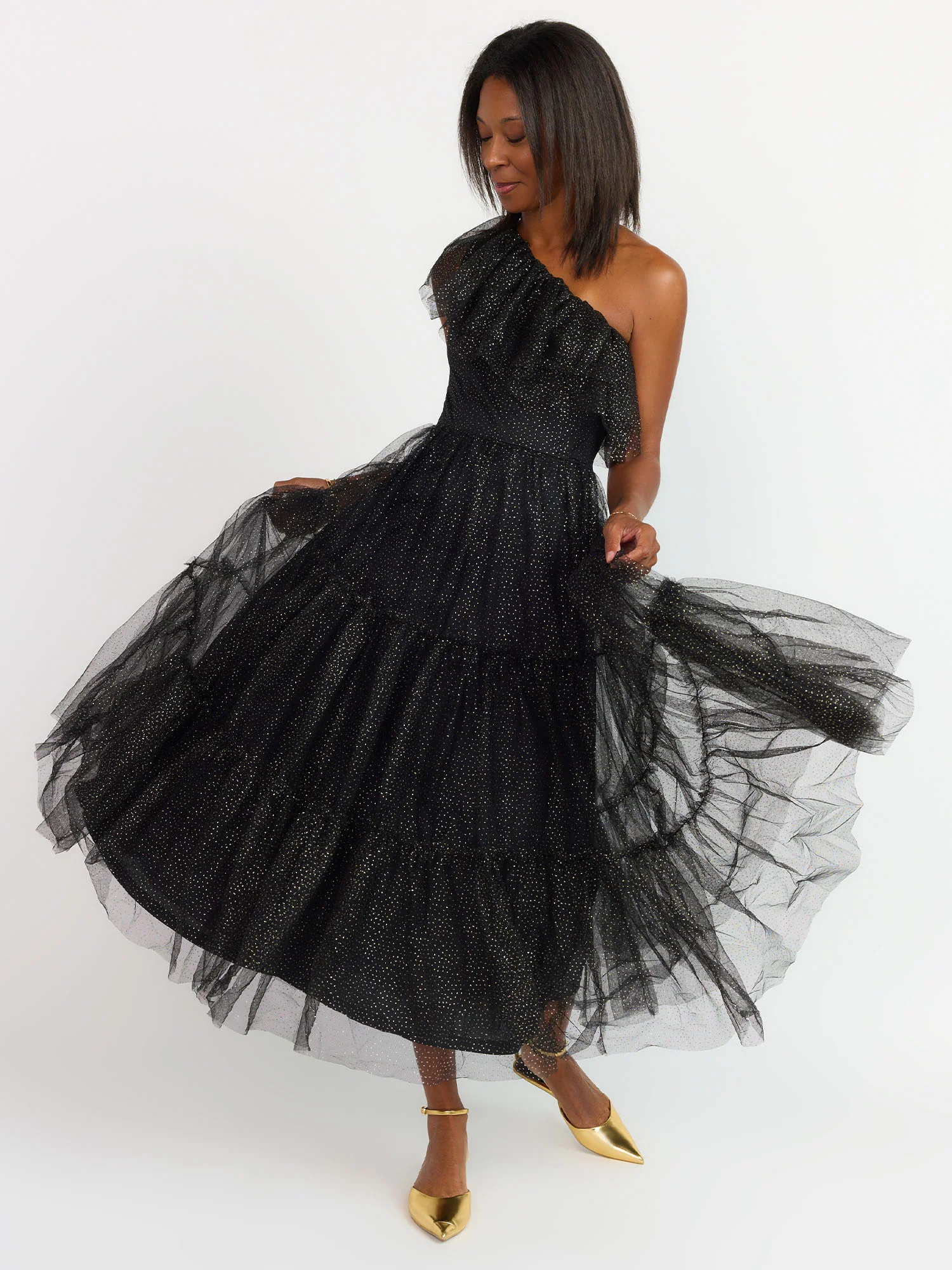 Flying Tomato One Shoulder Glitter Tiered Dress - Brands We Love - Image 3