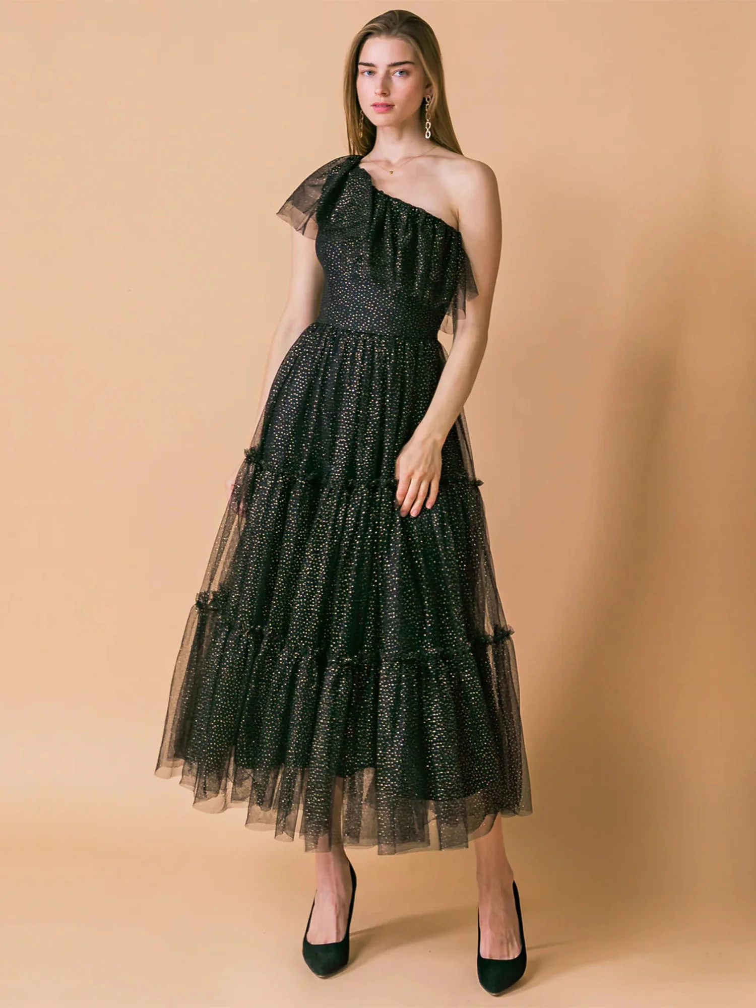 Flying Tomato One Shoulder Glitter Tiered Dress - Brands We Love - Image 5