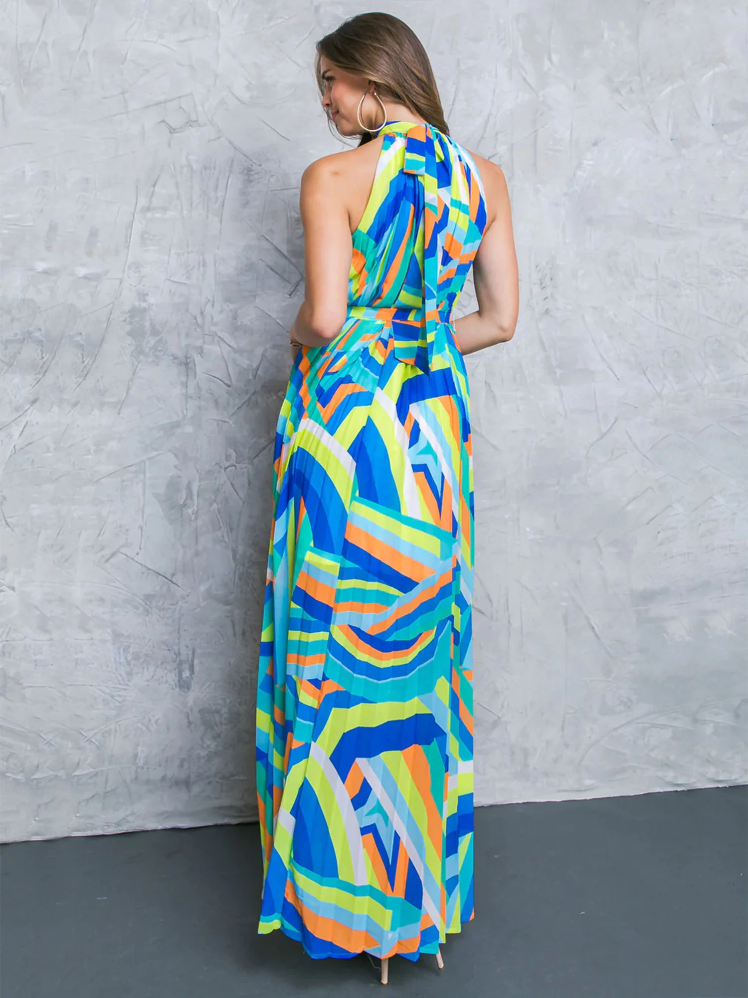 Flying Tomato Printed Pleated Woven Halter Maxi Dress - Brands We Love - Image 5