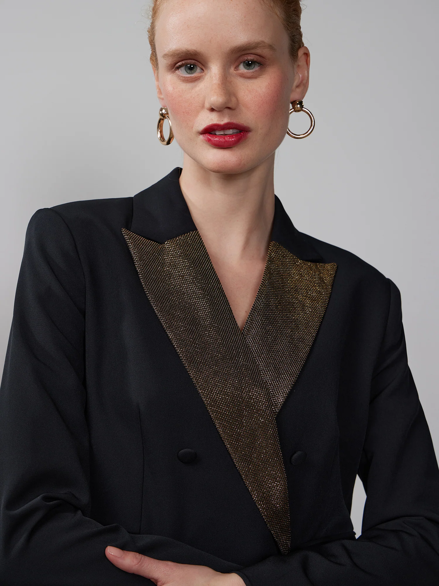 Double Breasted Peak Lapel Blazer - Image 4