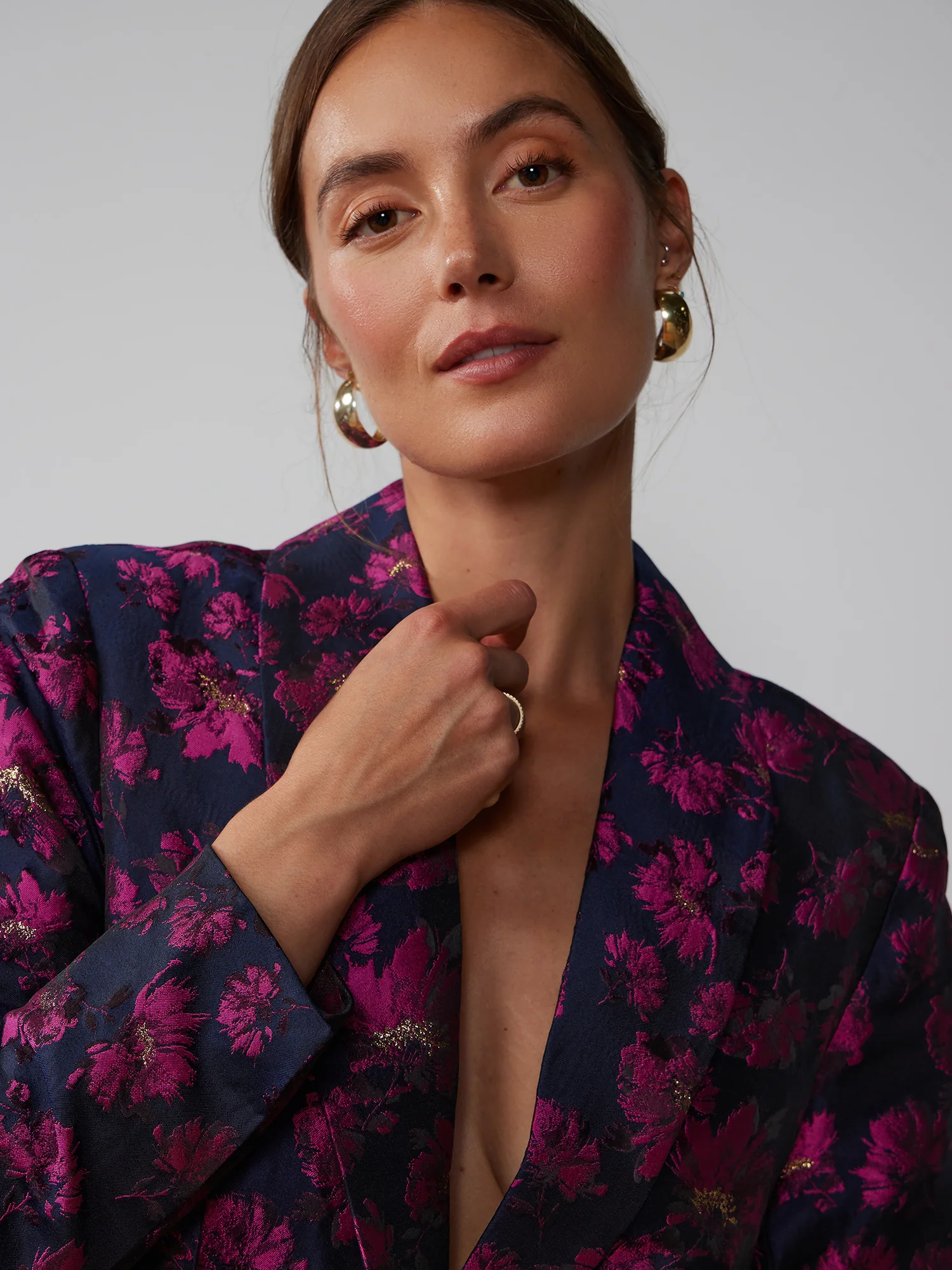 Floral Jacquard Single Breasted Blazer - Image 4