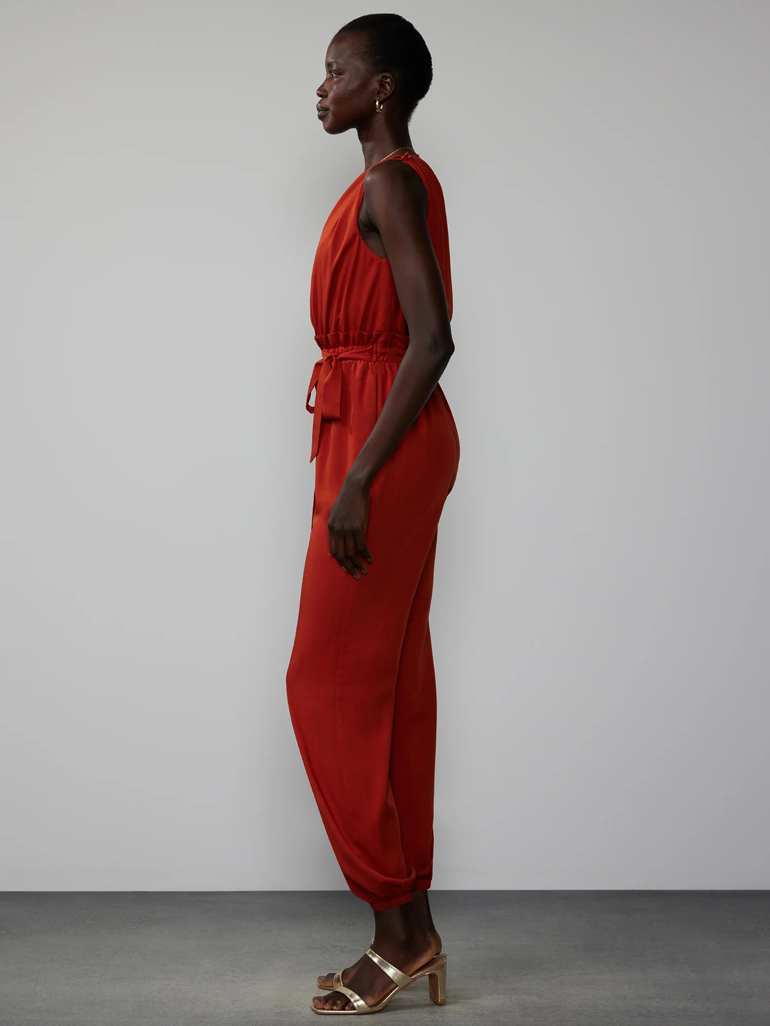 One Shoulder Paperbag Waist Jumpsuit - Image 2
