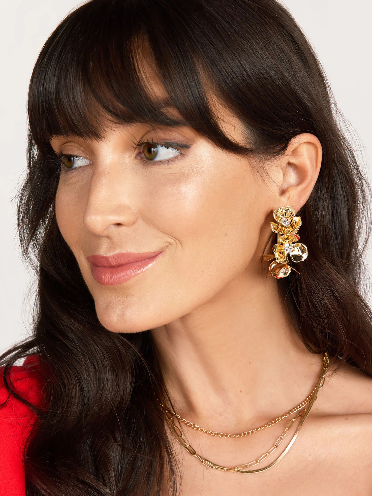 14k Gold Plated Flower Hoops - Image 3
