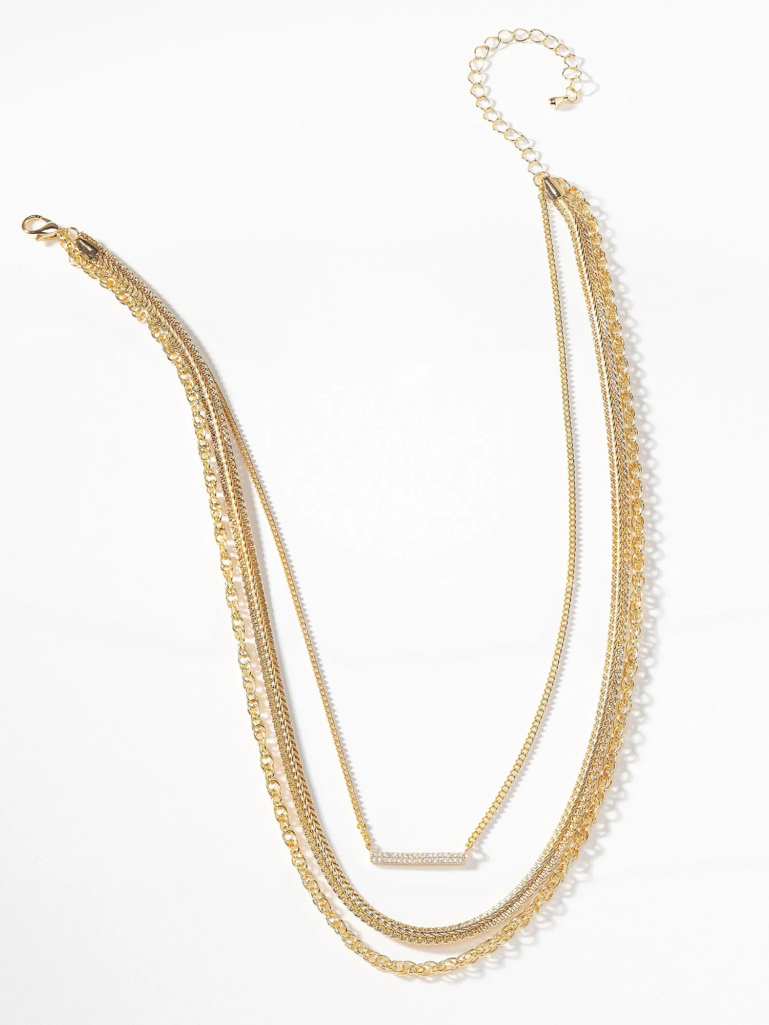 14K Gold Plated Layered Pavé Bar Necklace - Image 3