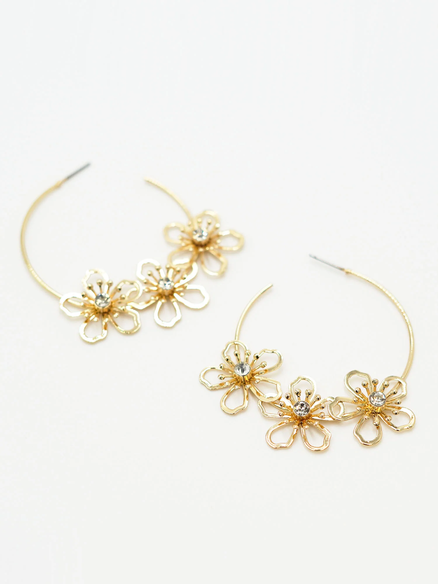 3 Flower Hoop Earrings