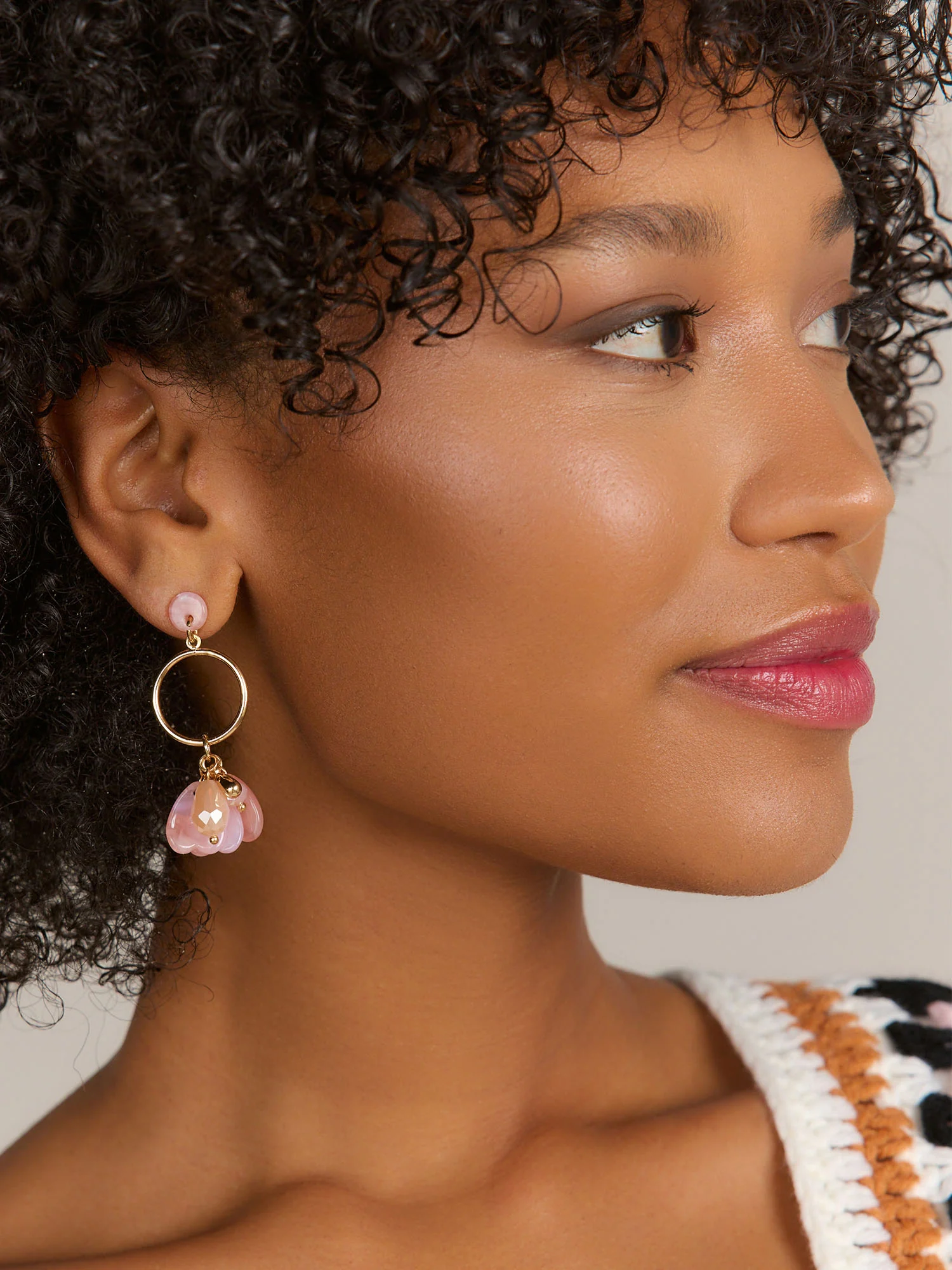 Hoop Petal Drop Earrings - Image 2