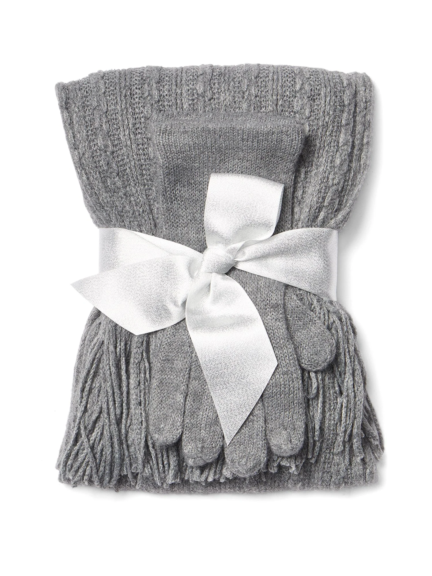 2-Piece Cable-Knit Scarf & Gloves Set - Image 3