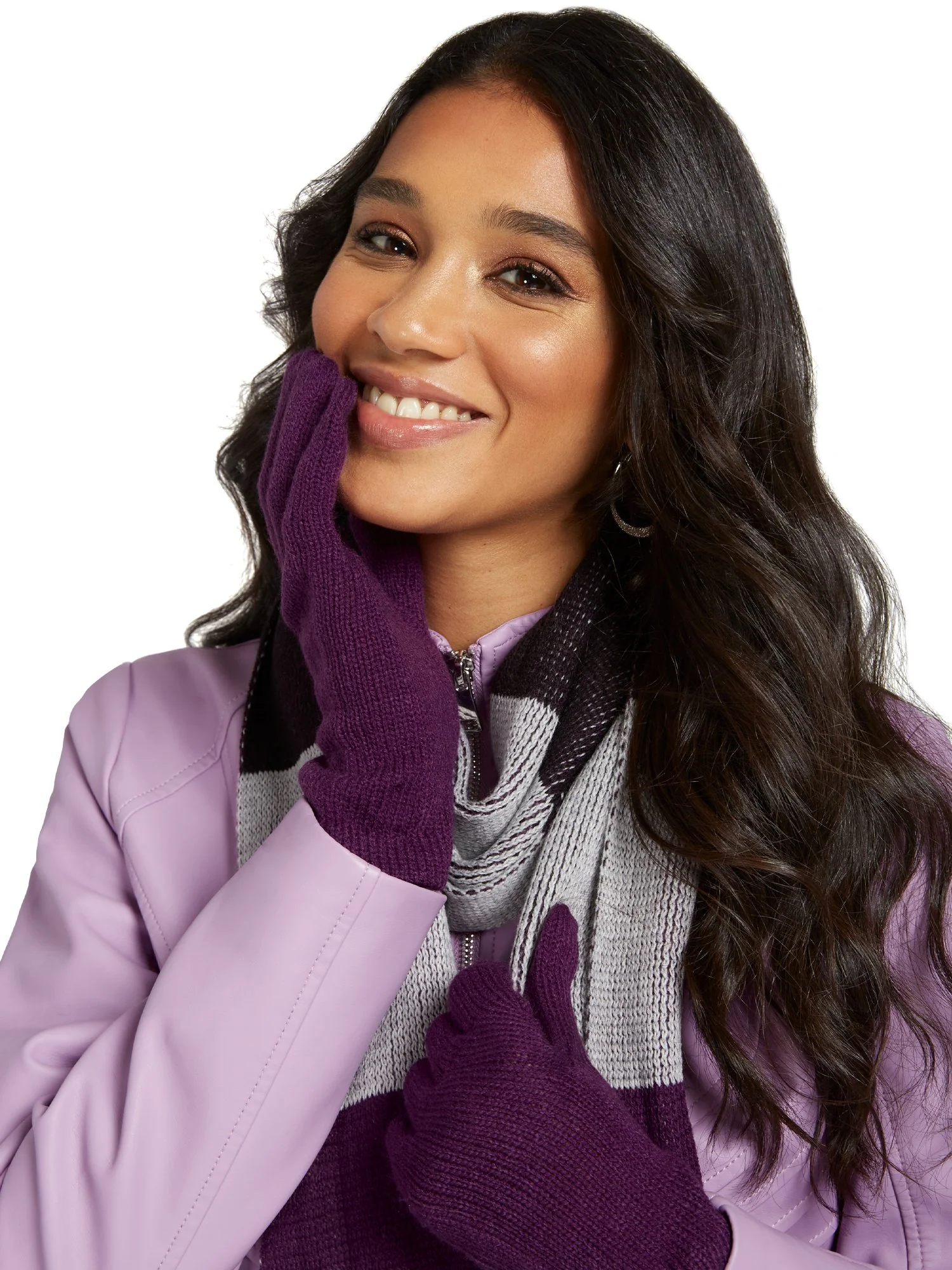 2-Piece Colorblock Scarf & Gloves Set - Image 4