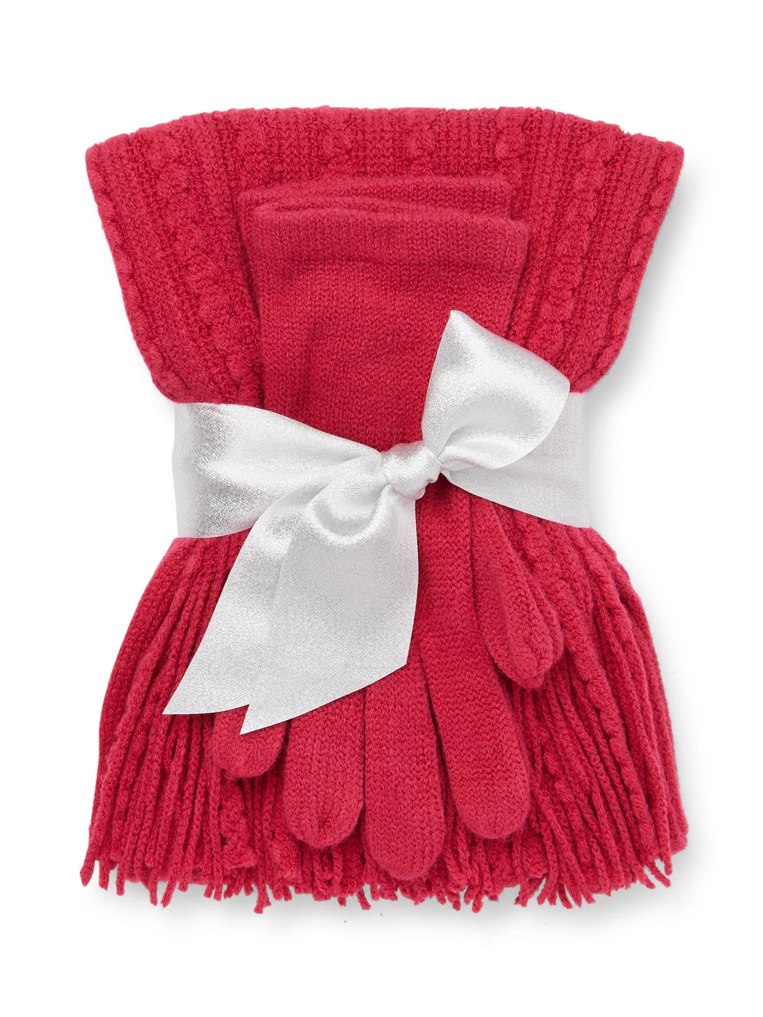 2-Piece Honeycomb Knit Scarf & Gloves Set - Image 10