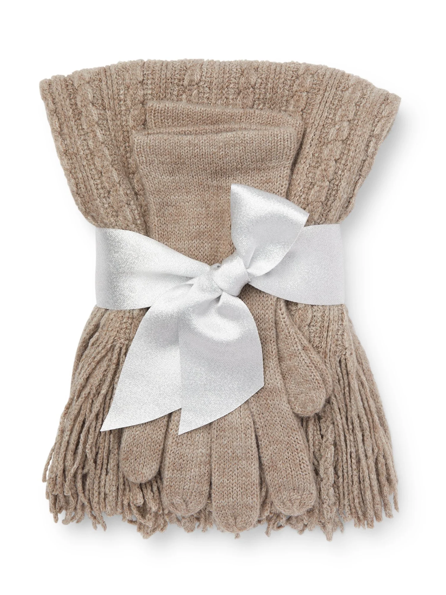 2-Piece Honeycomb Knit Scarf & Gloves Set - Image 12