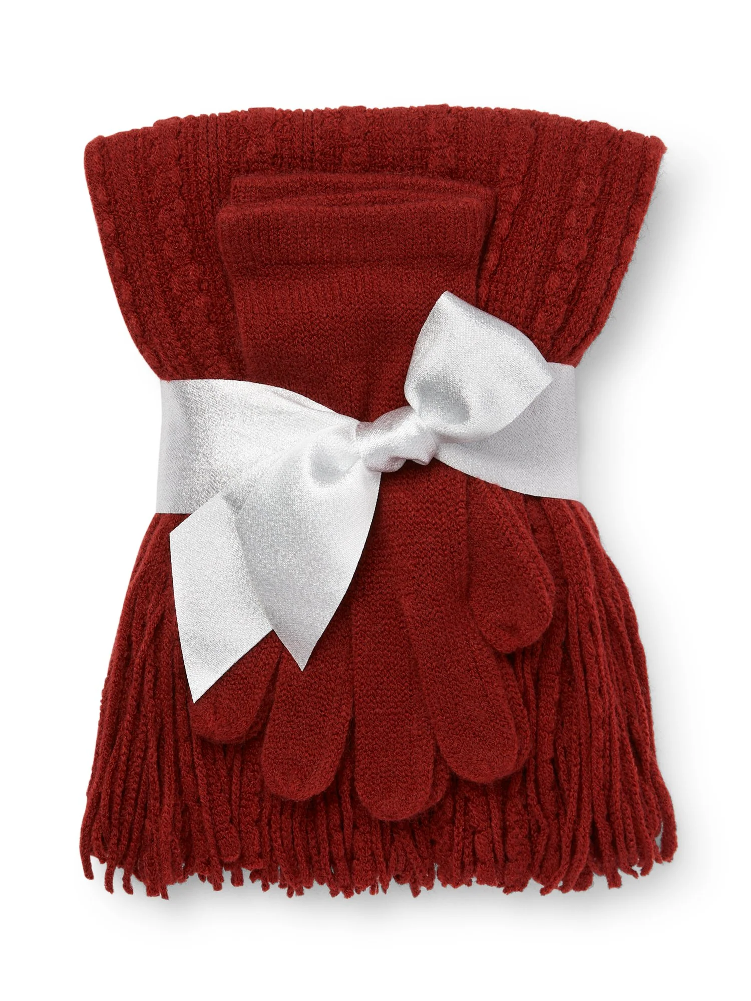 2-Piece Honeycomb Knit Scarf & Gloves Set - Image 19