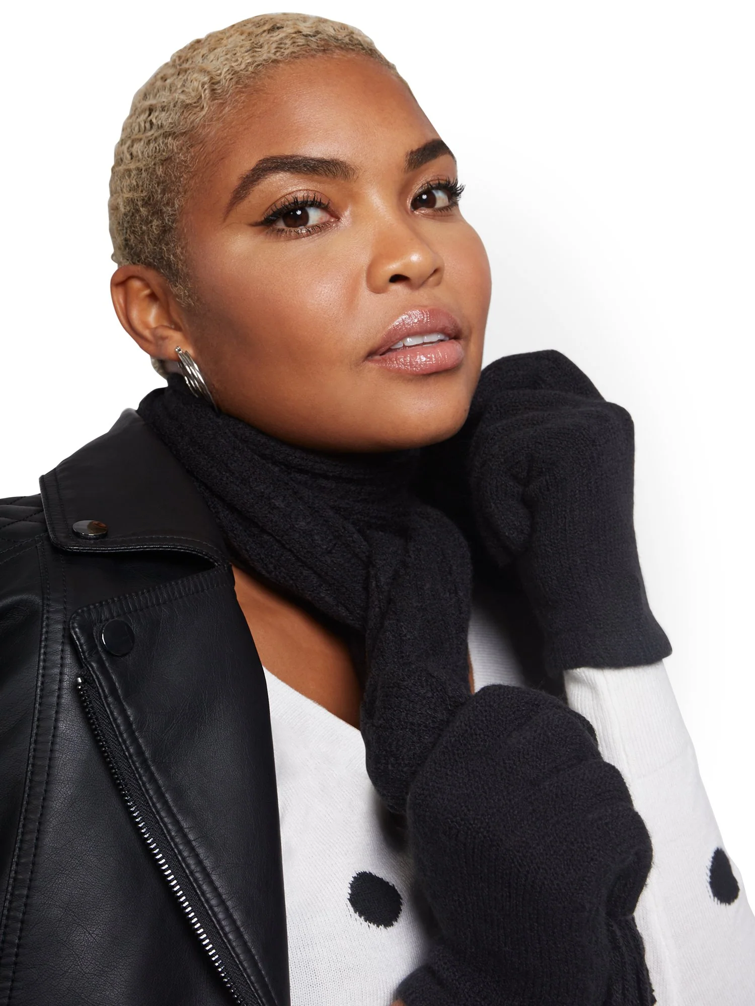 2-Piece Honeycomb Knit Scarf & Gloves Set - Image 2