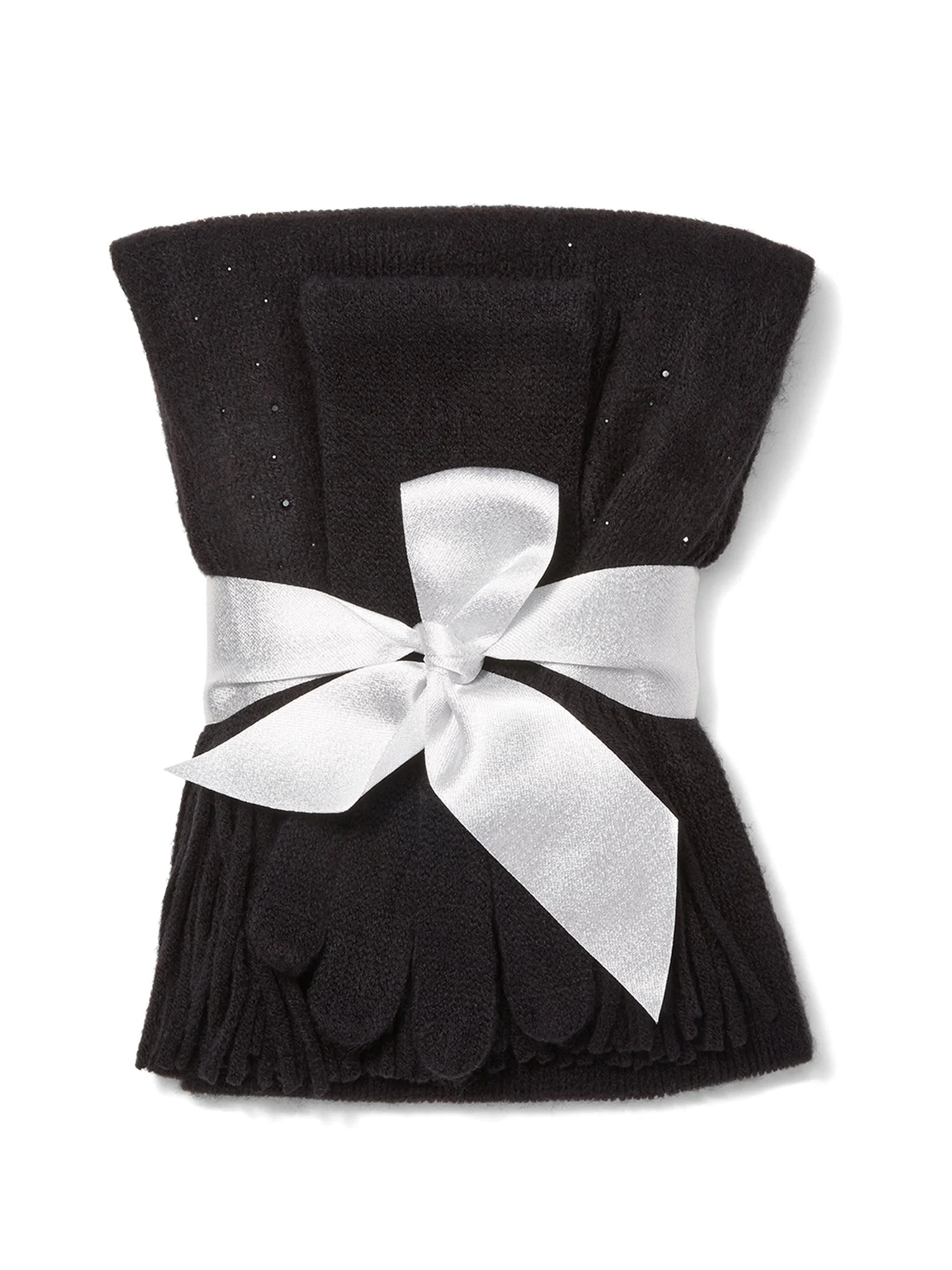 2-Piece Rhinestone-Studded Scarf & Gloves Set