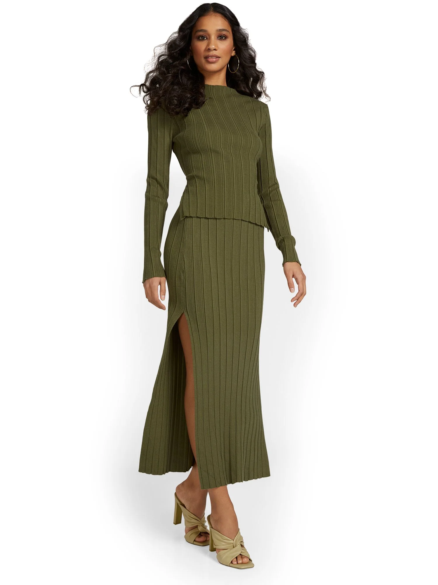 Beige Botany 2-Piece Ribbed Knit Open-Back Top & Maxi Skirt Set - Brands We Love - Image 12