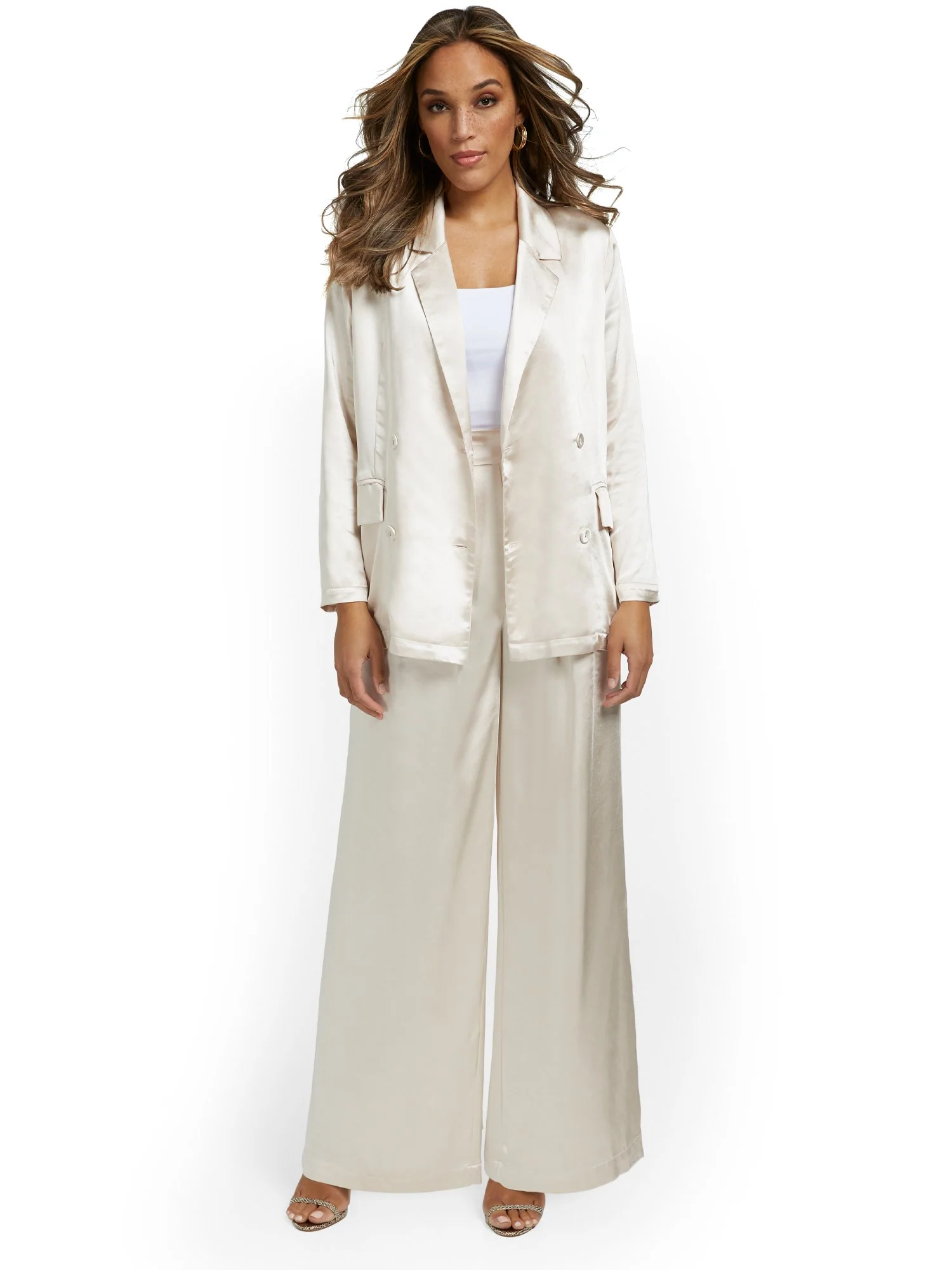 Lena 2-Piece Satin Blazer & Wide-Leg Pant Set - Brands We Love - Image 11