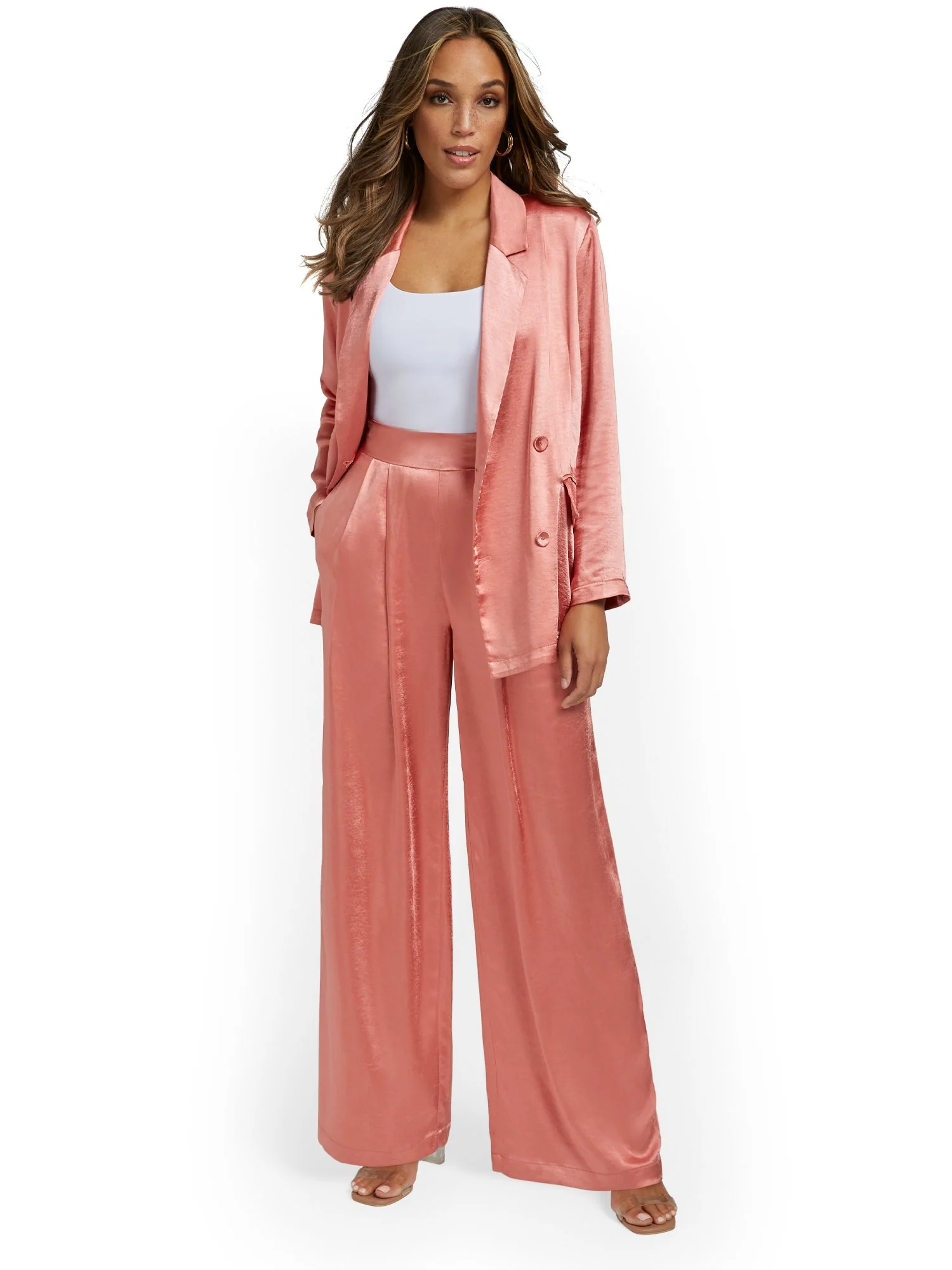 Lena 2-Piece Satin Blazer & Wide-Leg Pant Set - Brands We Love - Image 5