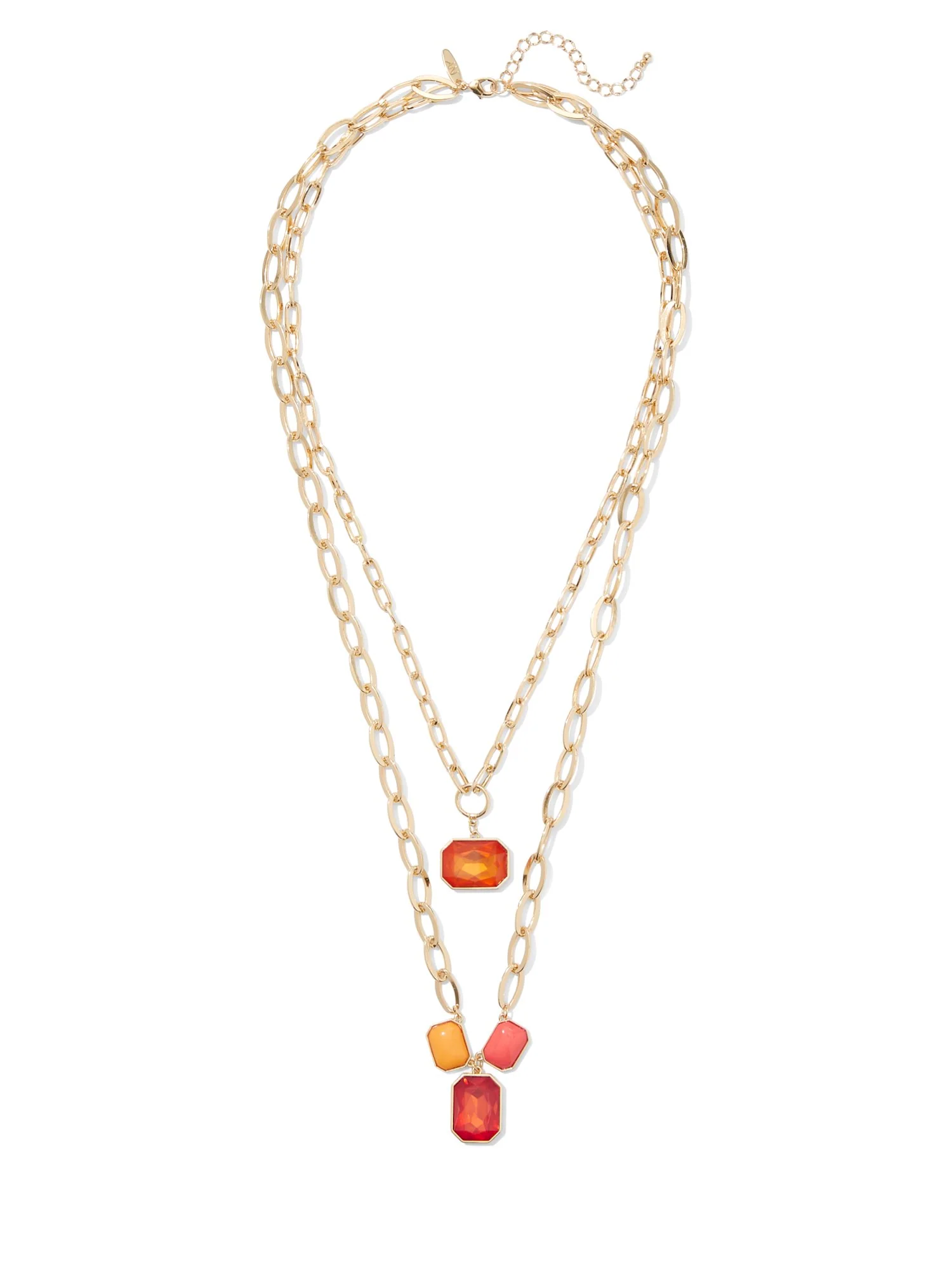 2-Row Faux-Stone Layered Link Necklace