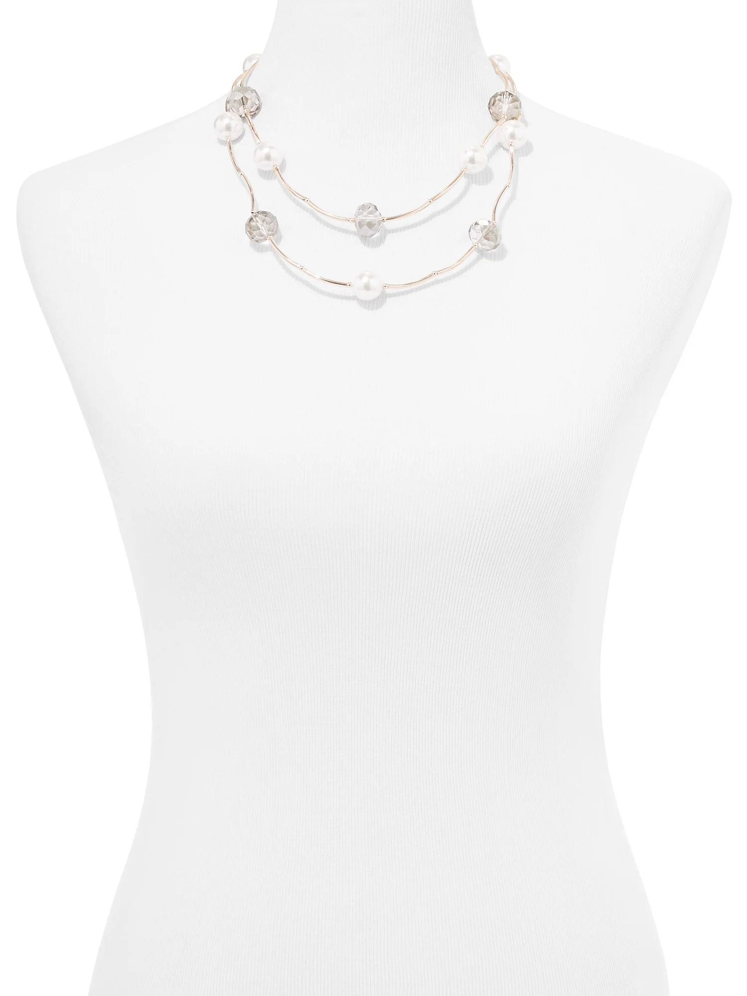 2-Row Goldtone Faux-Pearl Necklace - Image 2