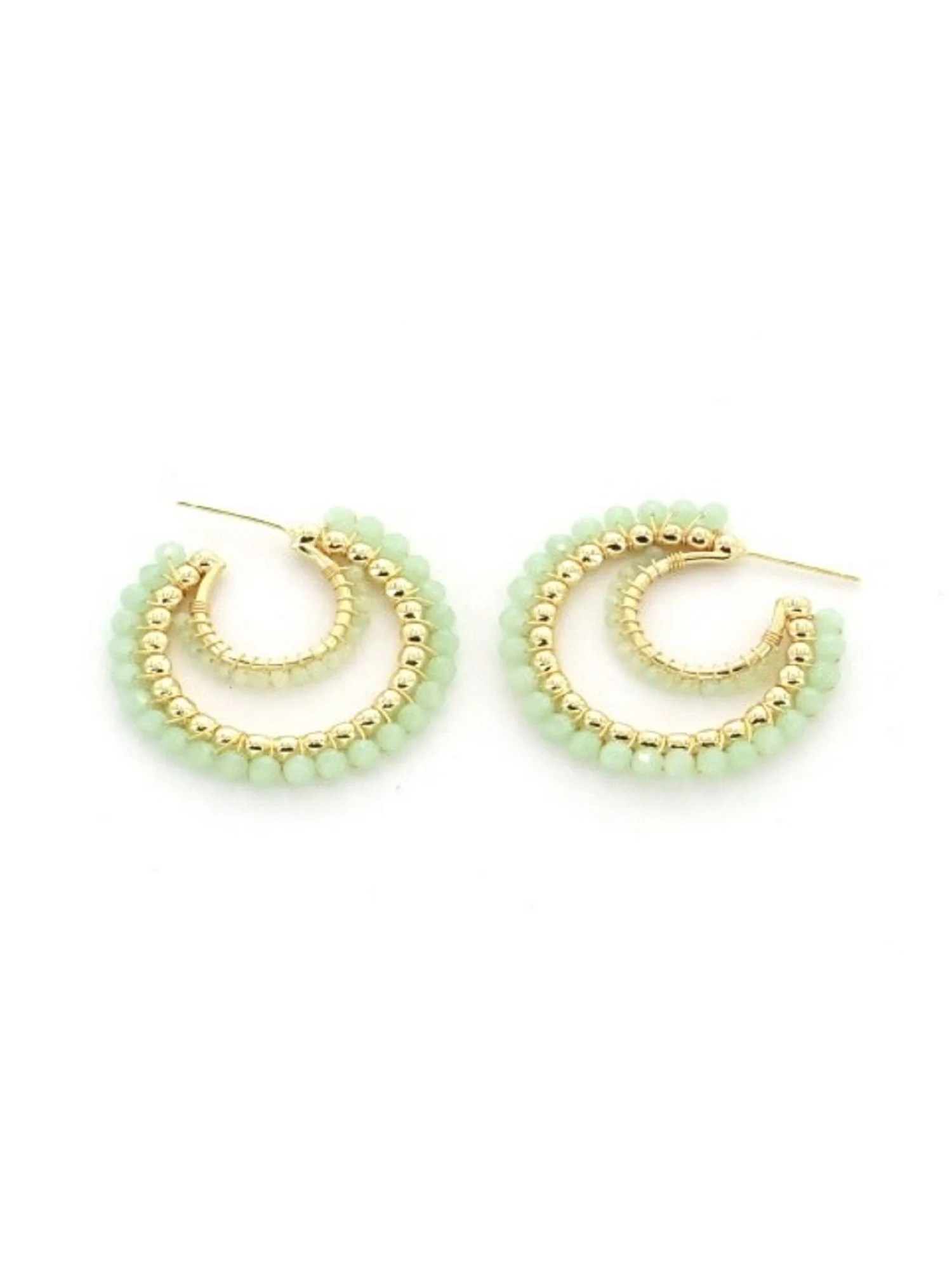 Double Beaded Hoop Earrings - Image 2