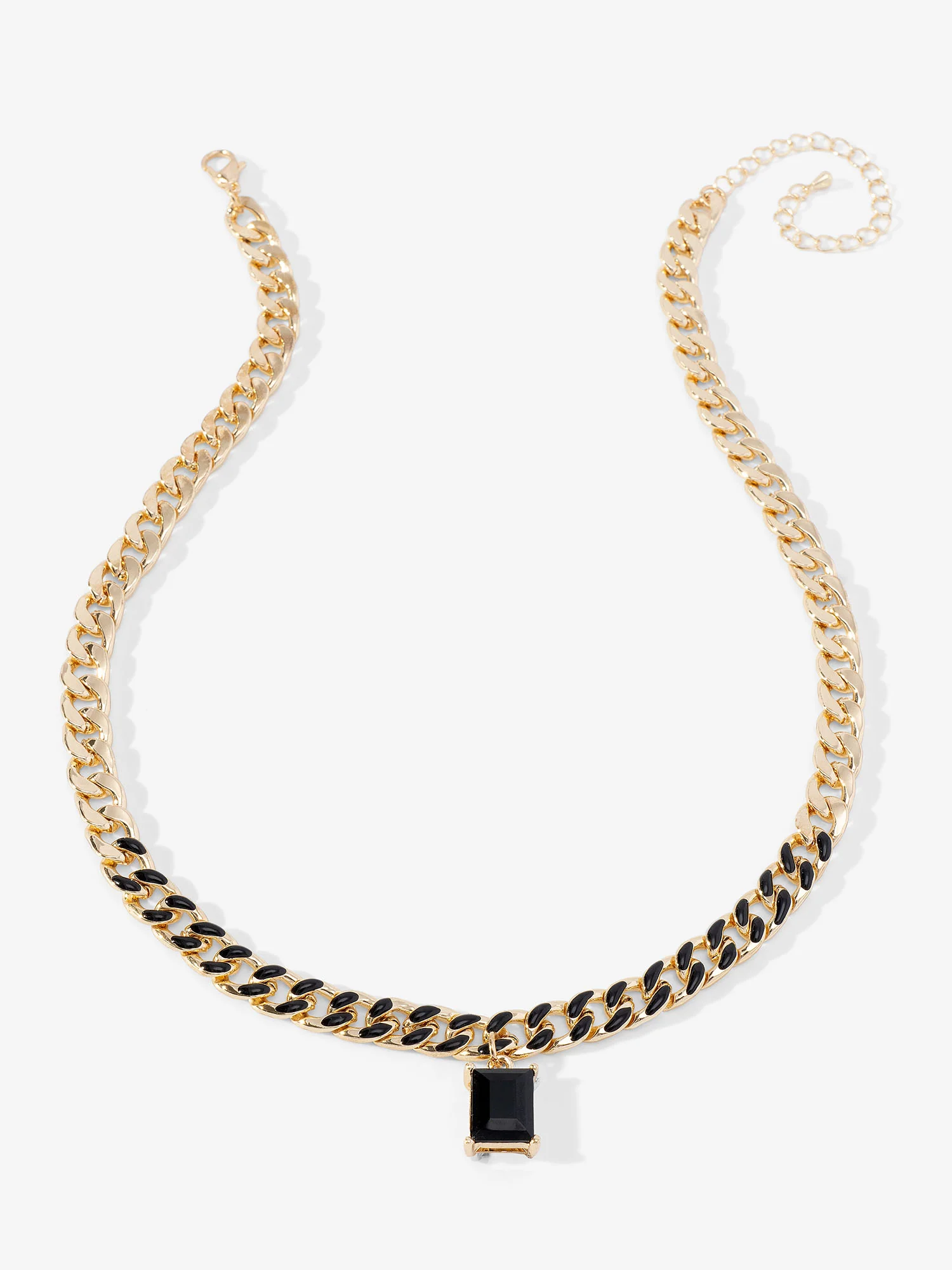 Enamel Curb Chain Drop Necklace