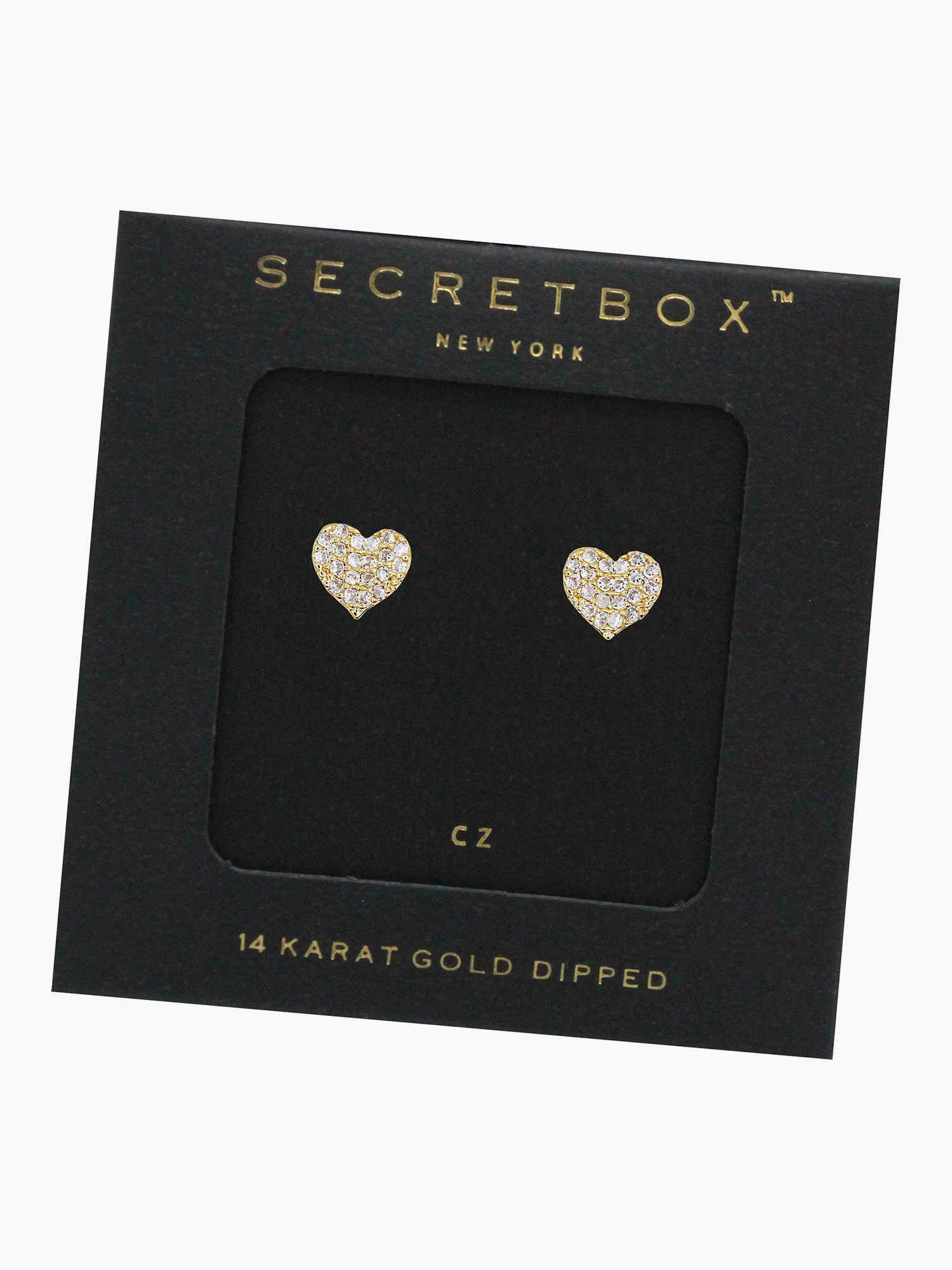 Secret Box 14K Gold Folded Heart Cubic Post Earrings - Brands We Love - Image 2