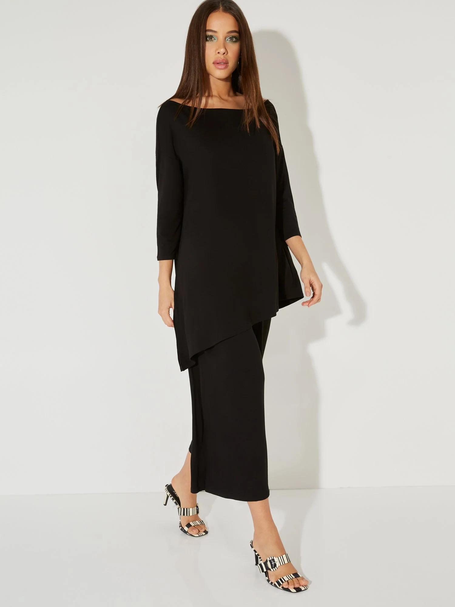 3/4-Sleeve Bateau-Neck Asymmetrical Top - NY&C Style System - Image 2