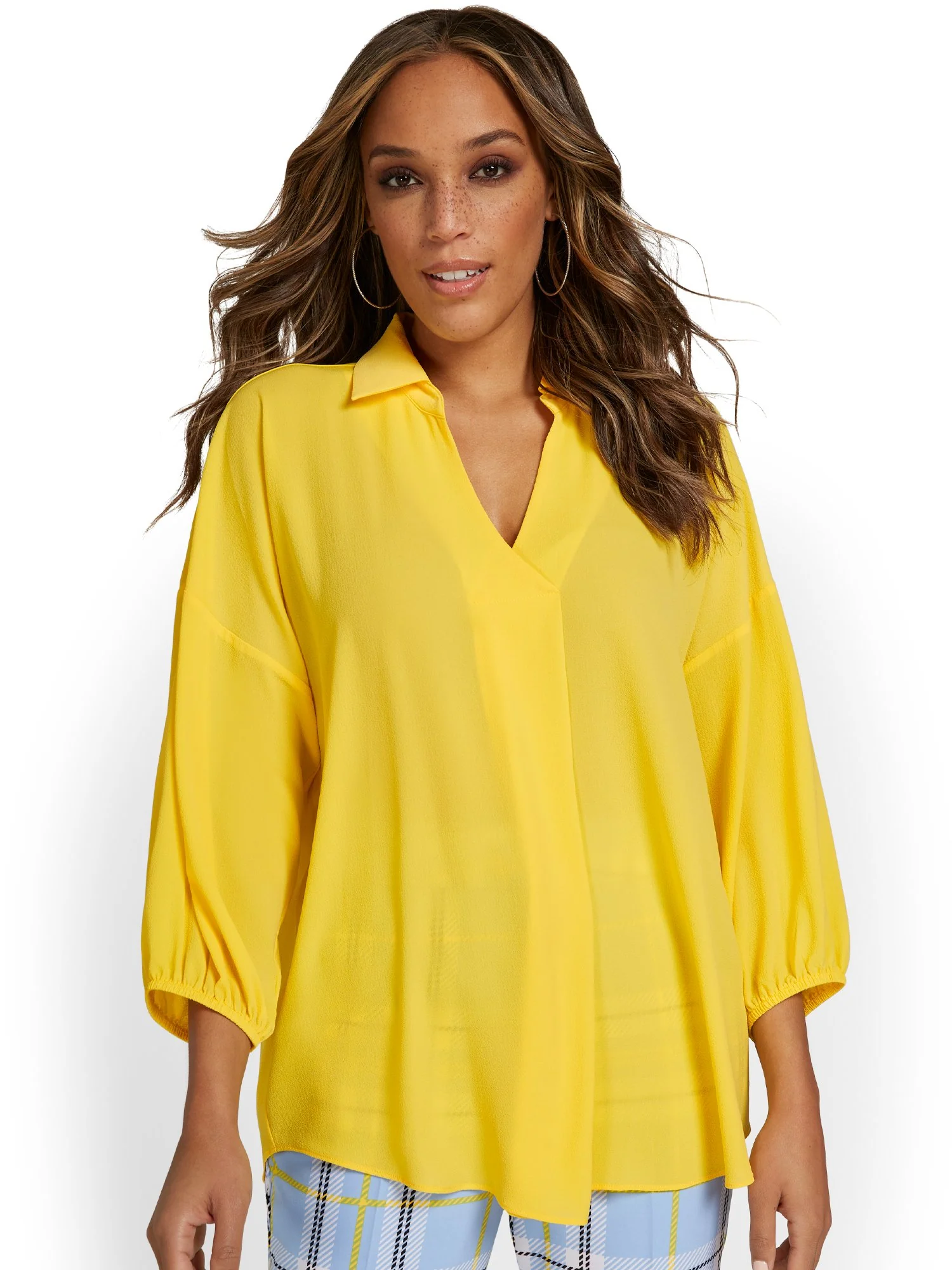 3/4-Sleeve Collar Blouse - Image 8