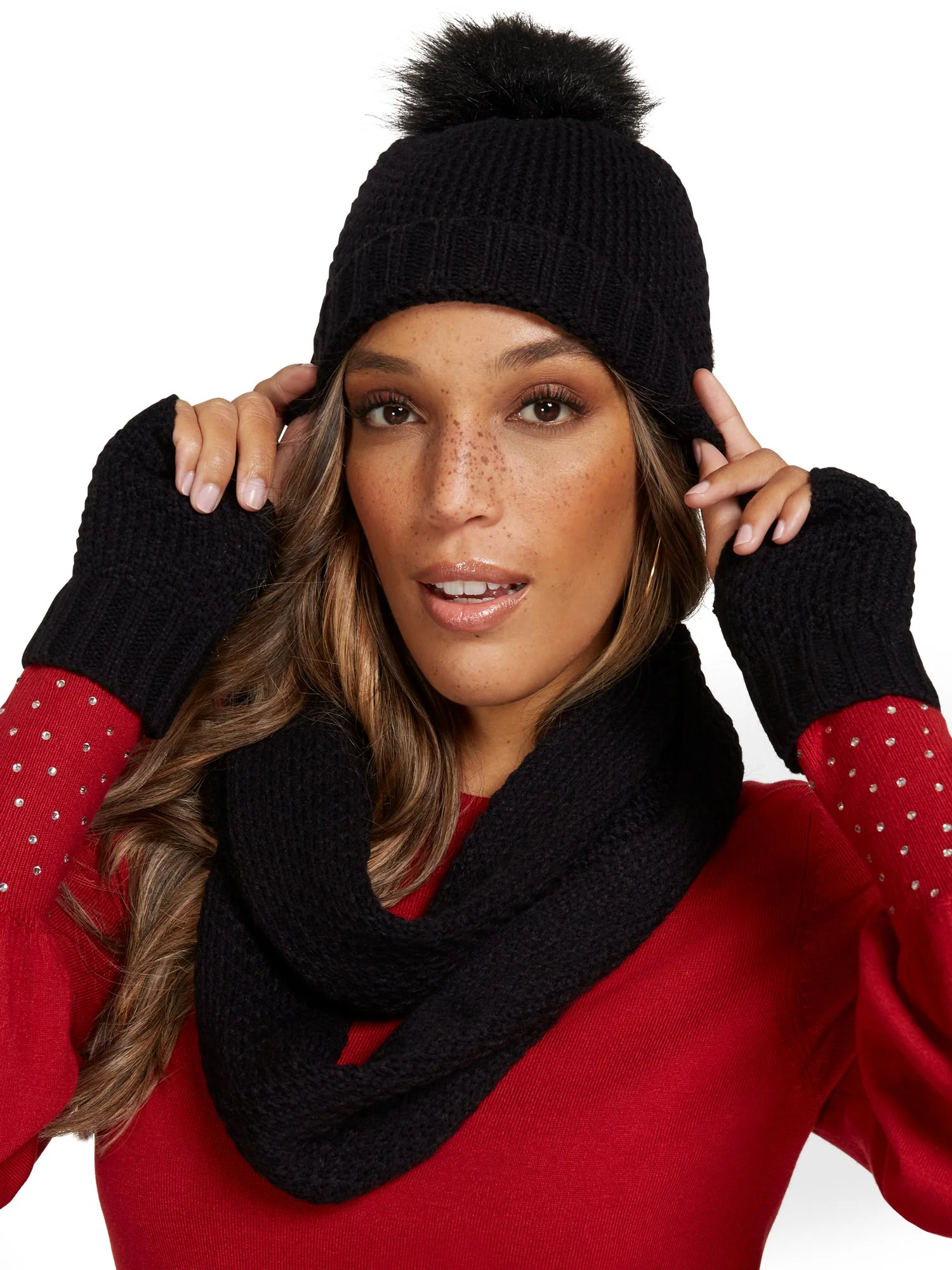 3-Piece Jersey-Knit Scarf, Hat & Gloves Set - Image 2