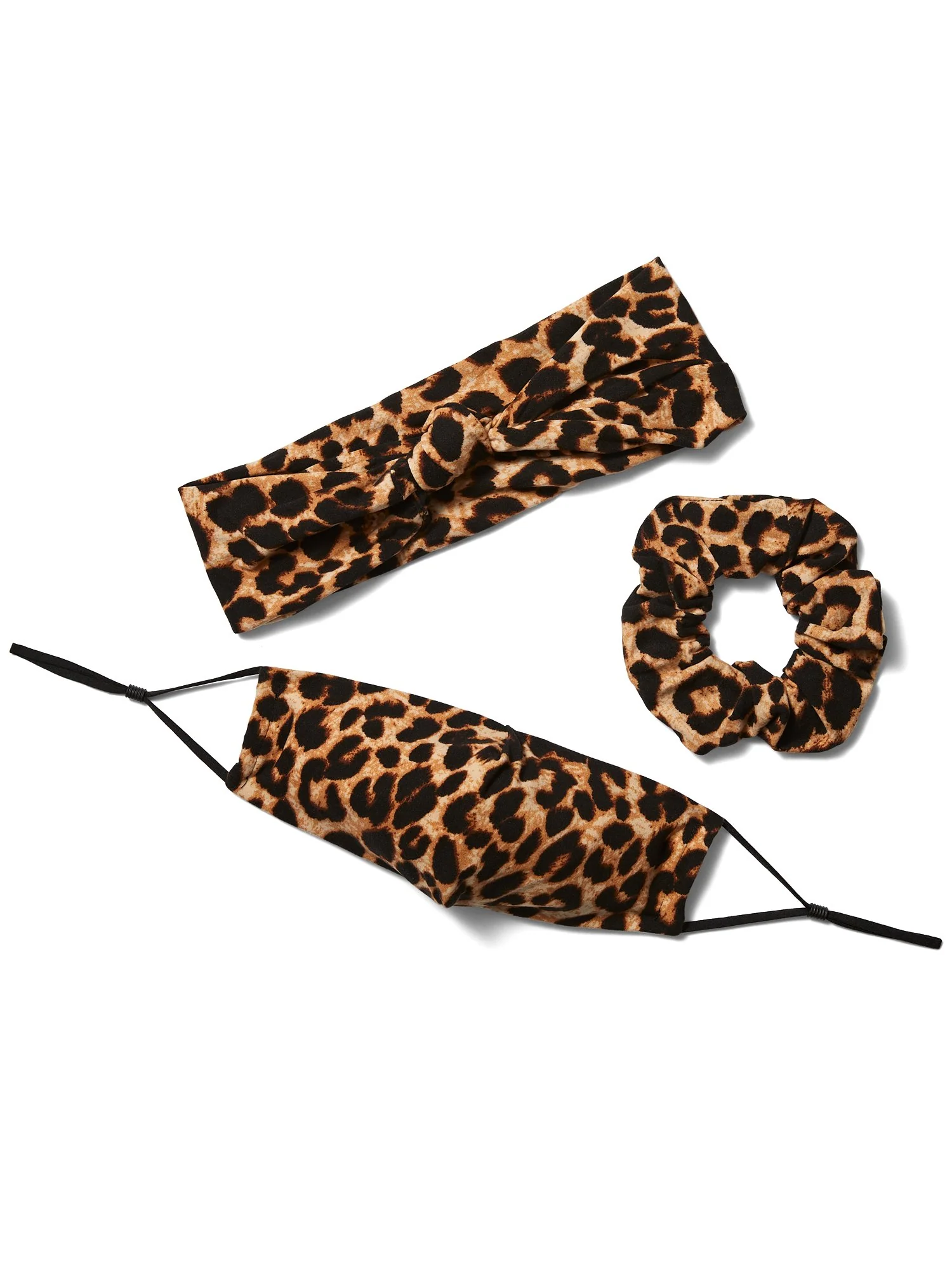 3-Piece Leopard-Print Face Mask, Scrunchie & Hairband Set - Image 2