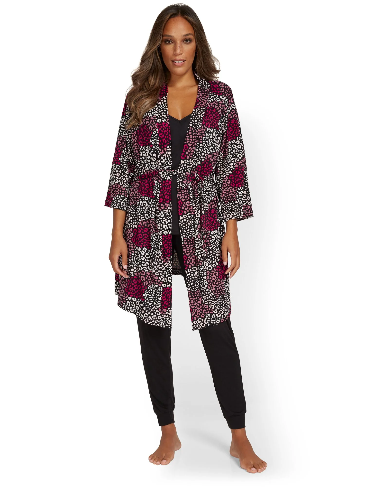 3-Piece Leopard-Print Robe & Pajama Set - Image 2