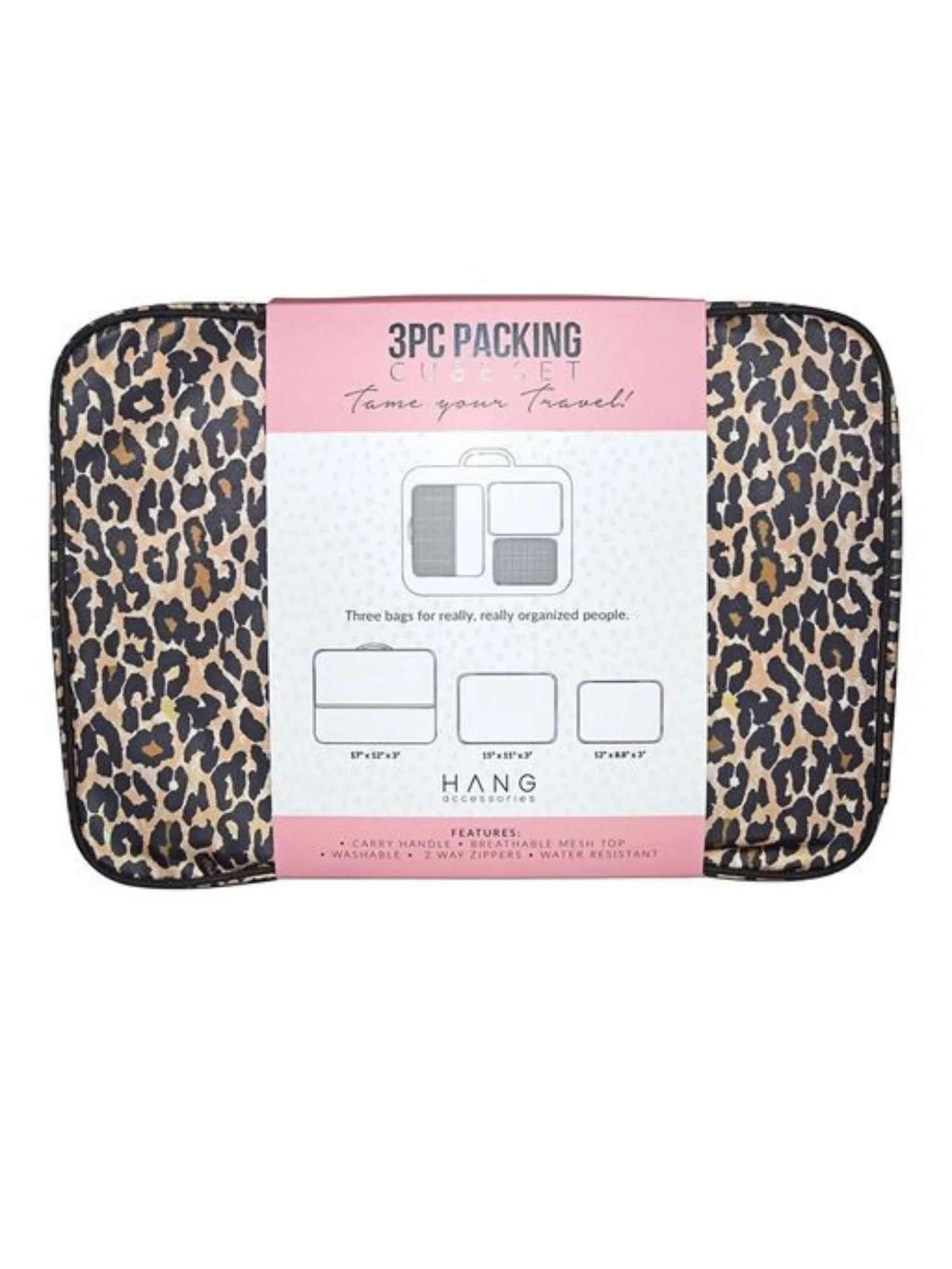 3 Piece Packing Cube Set, Leopard - Hang Accessories - Image 4