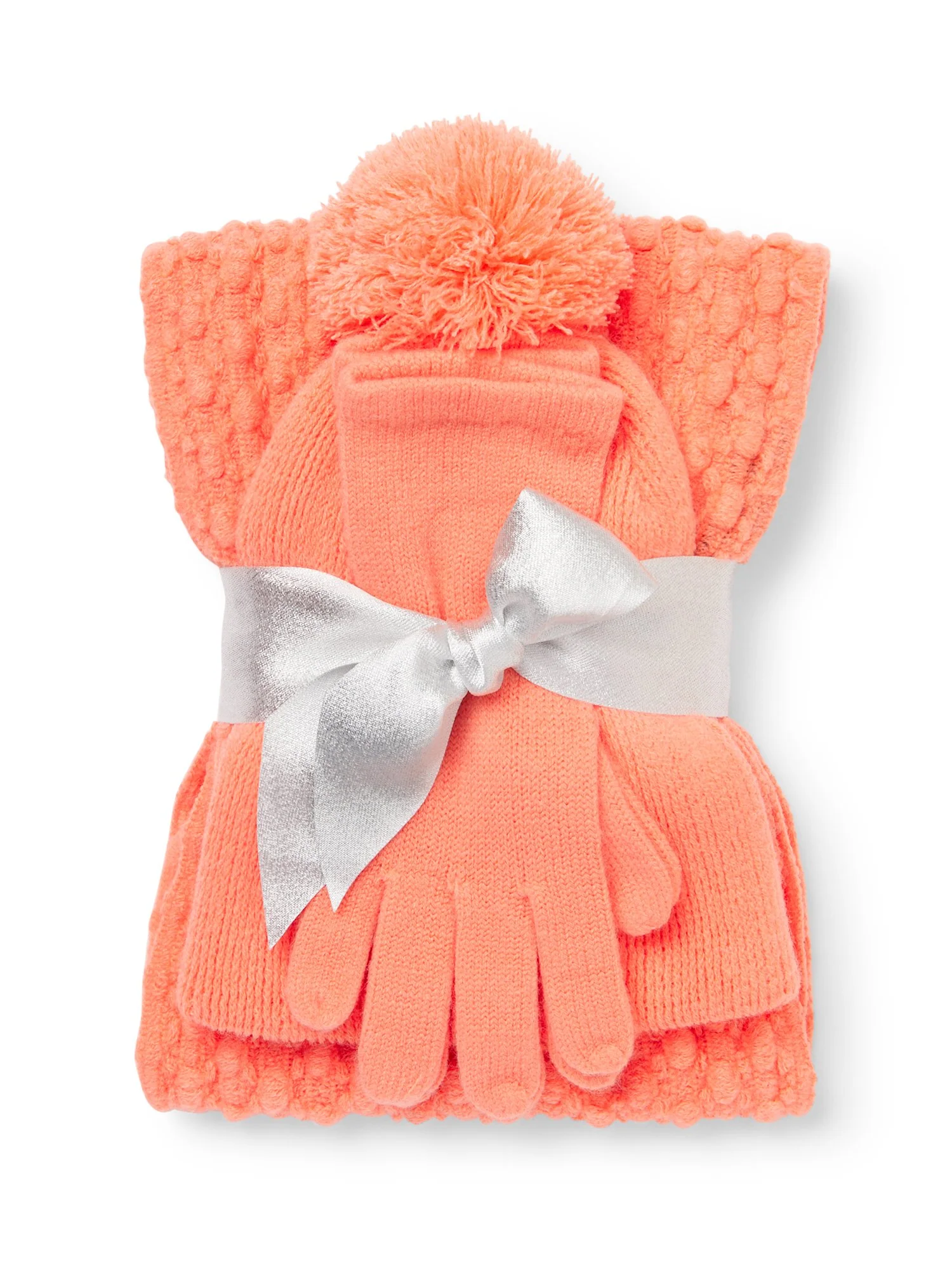 3-Piece Popcorn Knit Scarf, Hat & Gloves Set - Image 14