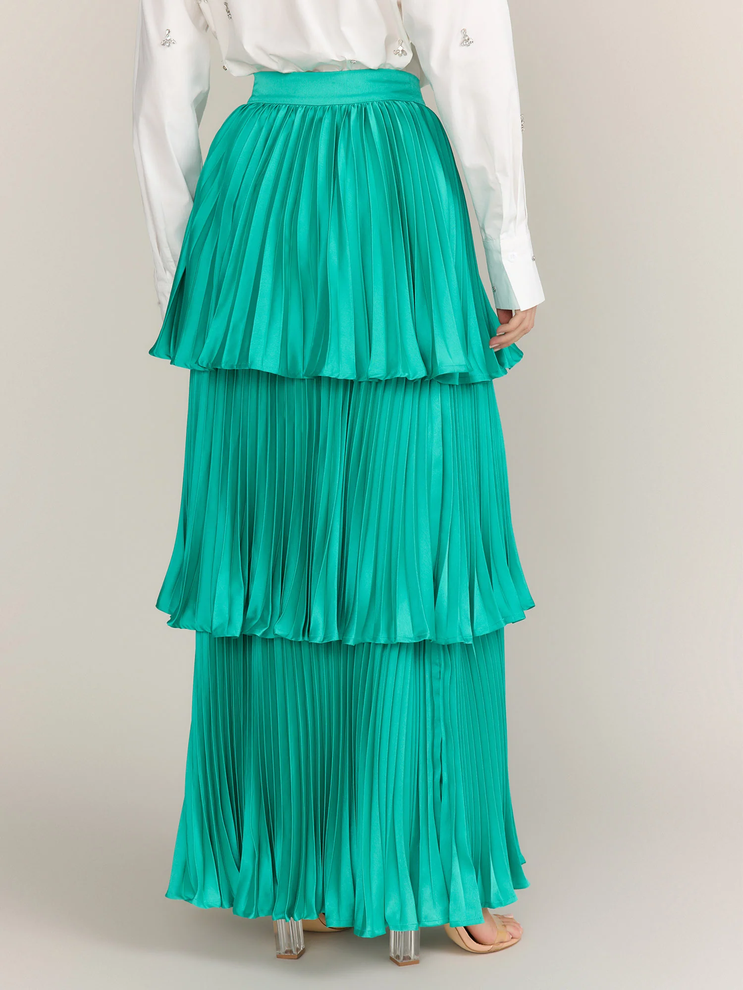 Flying Tomato Tiered Satin Maxi Skirt - Brands We Love - Image 4