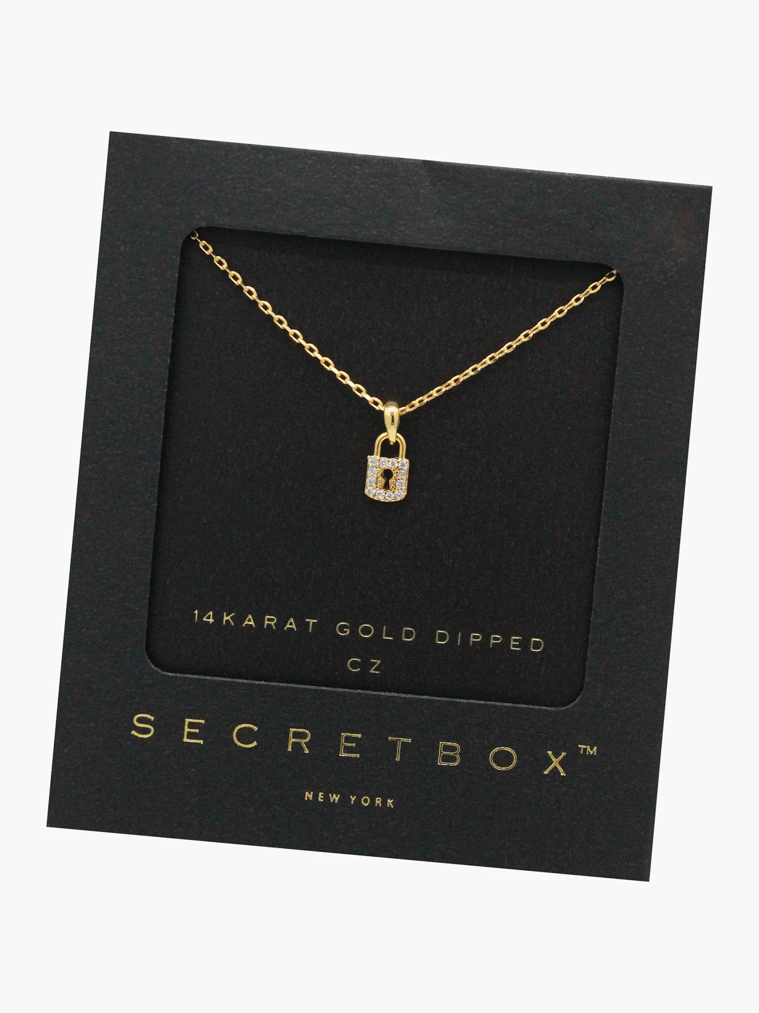 Secret Box 14K Gold CZ Lock Necklace - Brands We Love - Image 2
