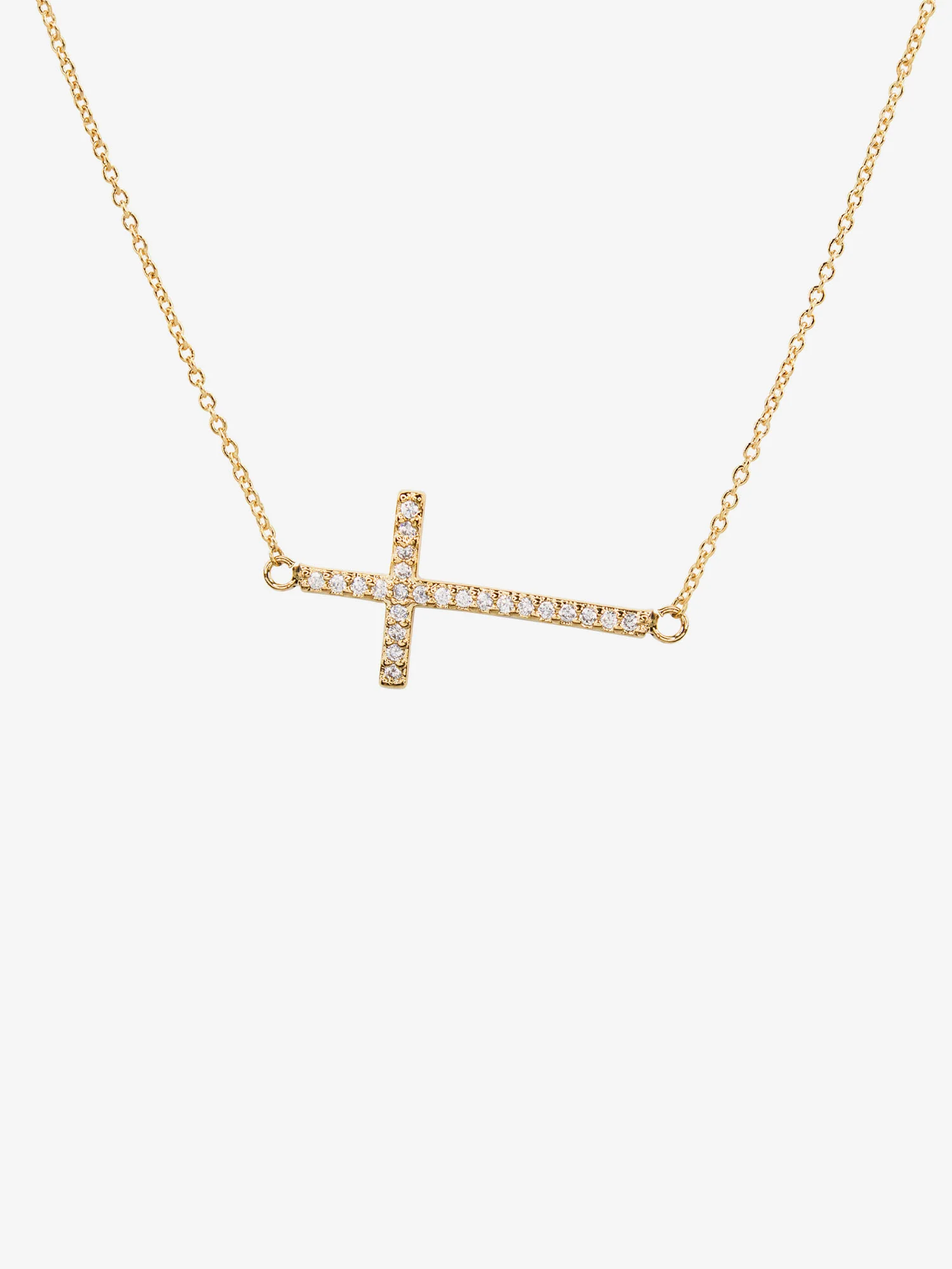 Secret Box 14K Gold Pave Stone Cross Necklace - Brands We Love