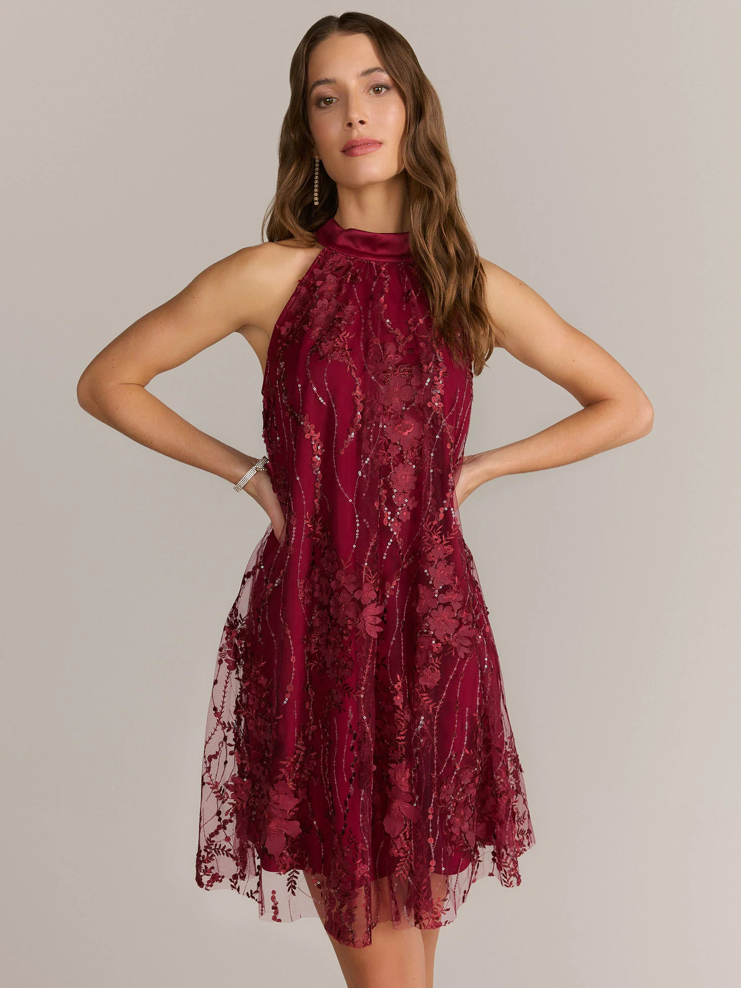 3D Floral Halter Neck Dress - Image 2