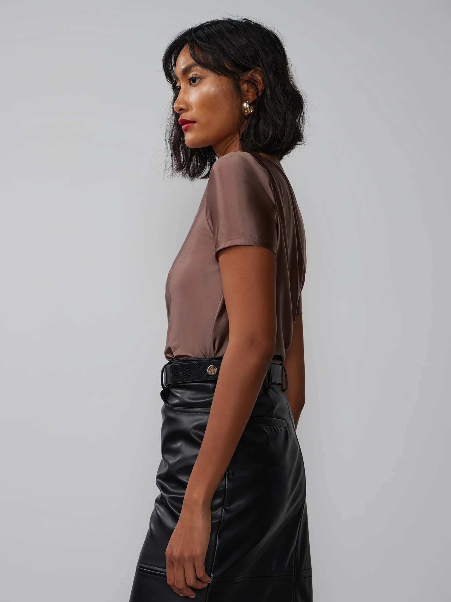 Short Sleeve Liquid Satin Top - Image 2