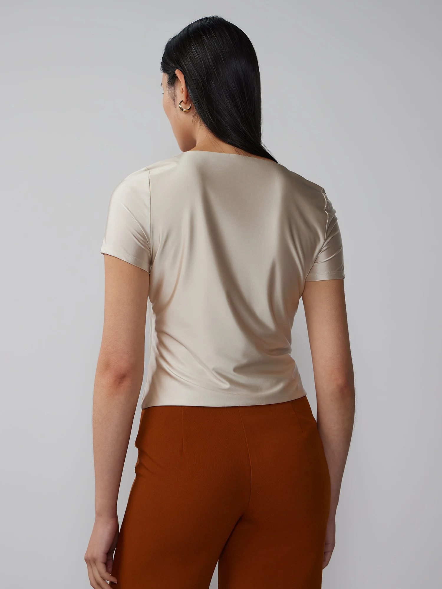 Short Sleeve Liquid Satin Top - Image 7