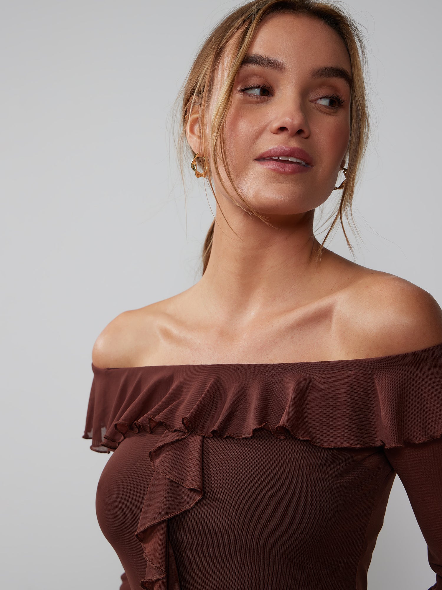 Long Sleeve Off Shoulder Ruffle Top - Image 4