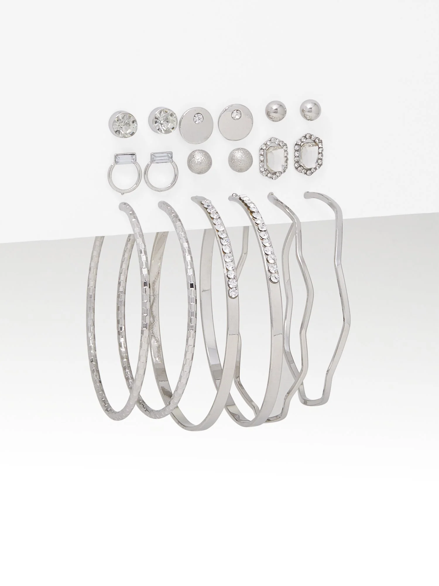 9-Piece Silver-Tone Earrings Set