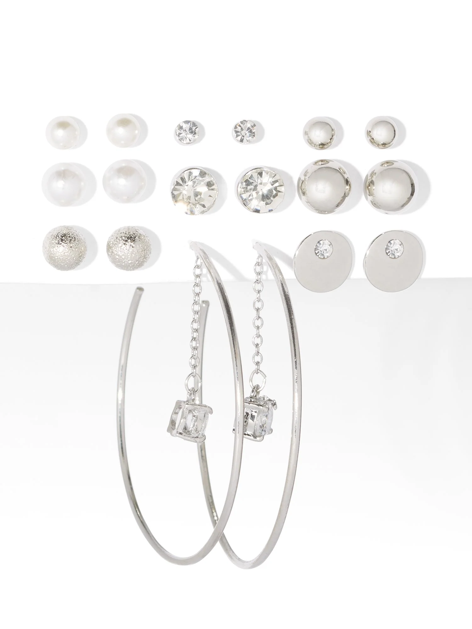 9-Piece Silvertone Earring Set