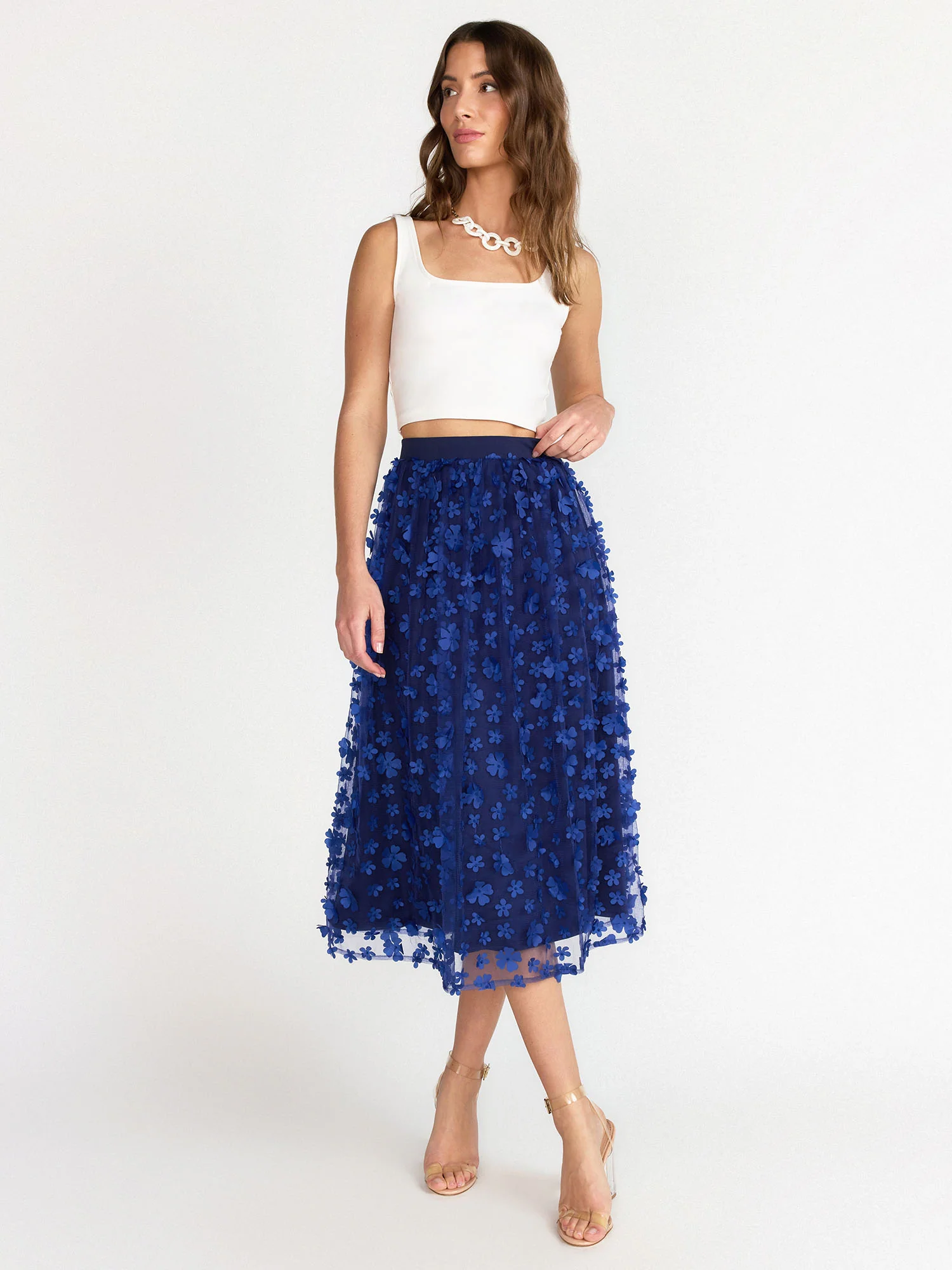 A-Line Floral Applique Mesh Skirt - Lena - Image 3