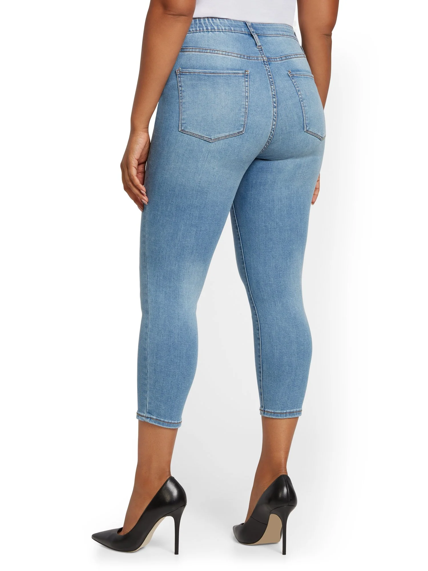 Abby High-Waisted Slimming Capri Jeans - Light Blue - Image 8