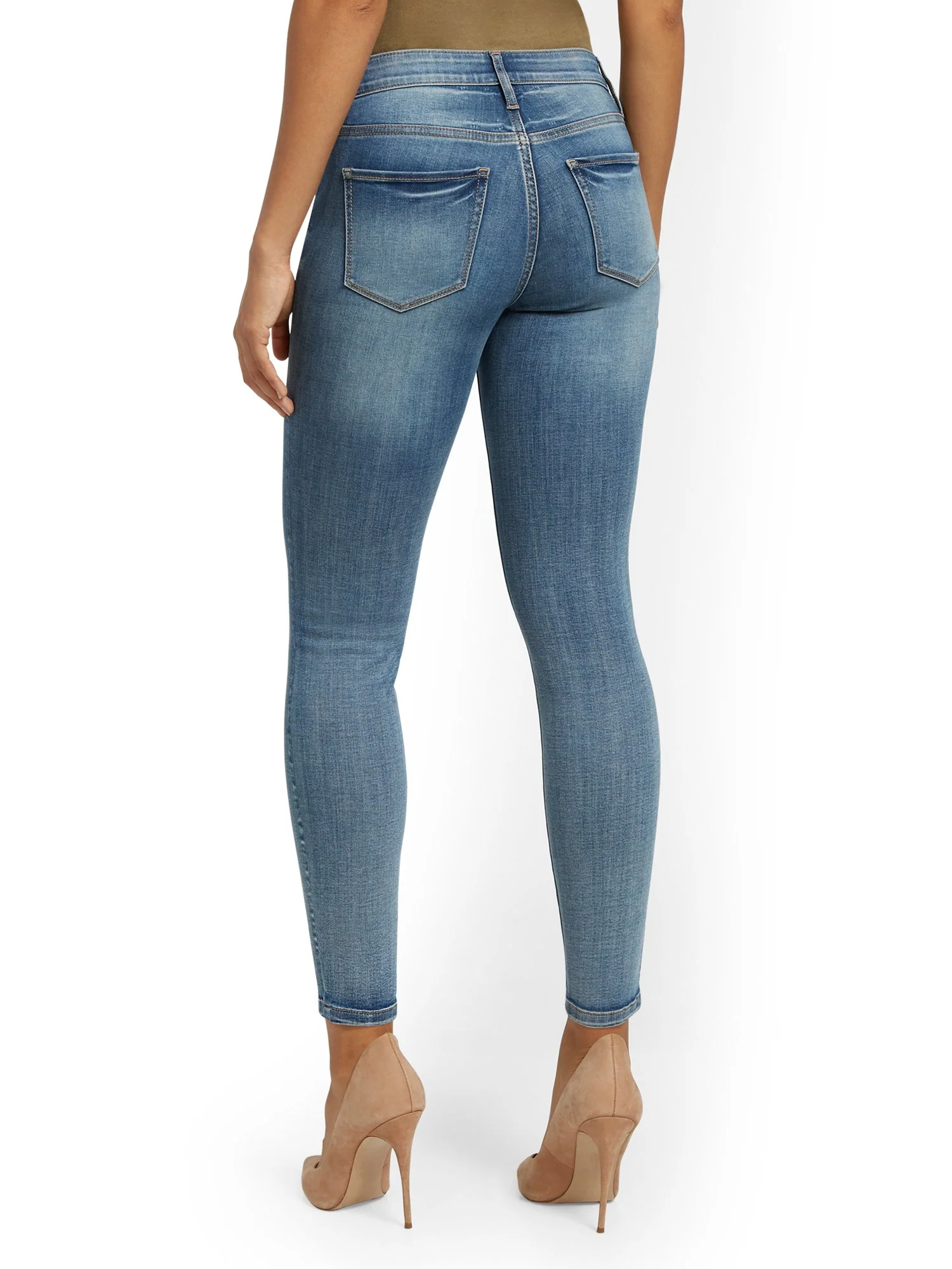 Abby Mid-Rise Slimming No Gap Super-Skinny Ankle Jeans - Medium Blue - Image 3