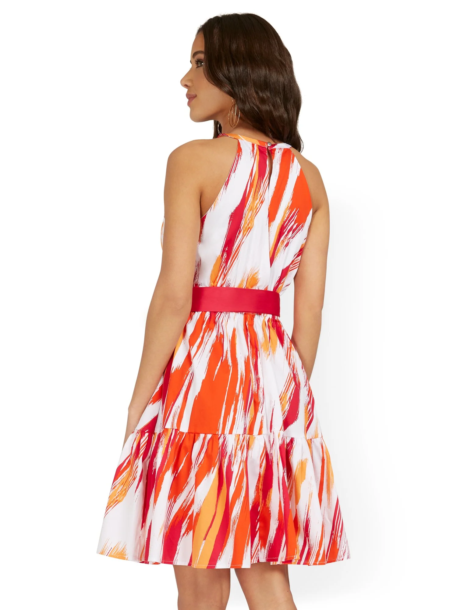 Abstract Halter Tie-Front Dress - Image 3