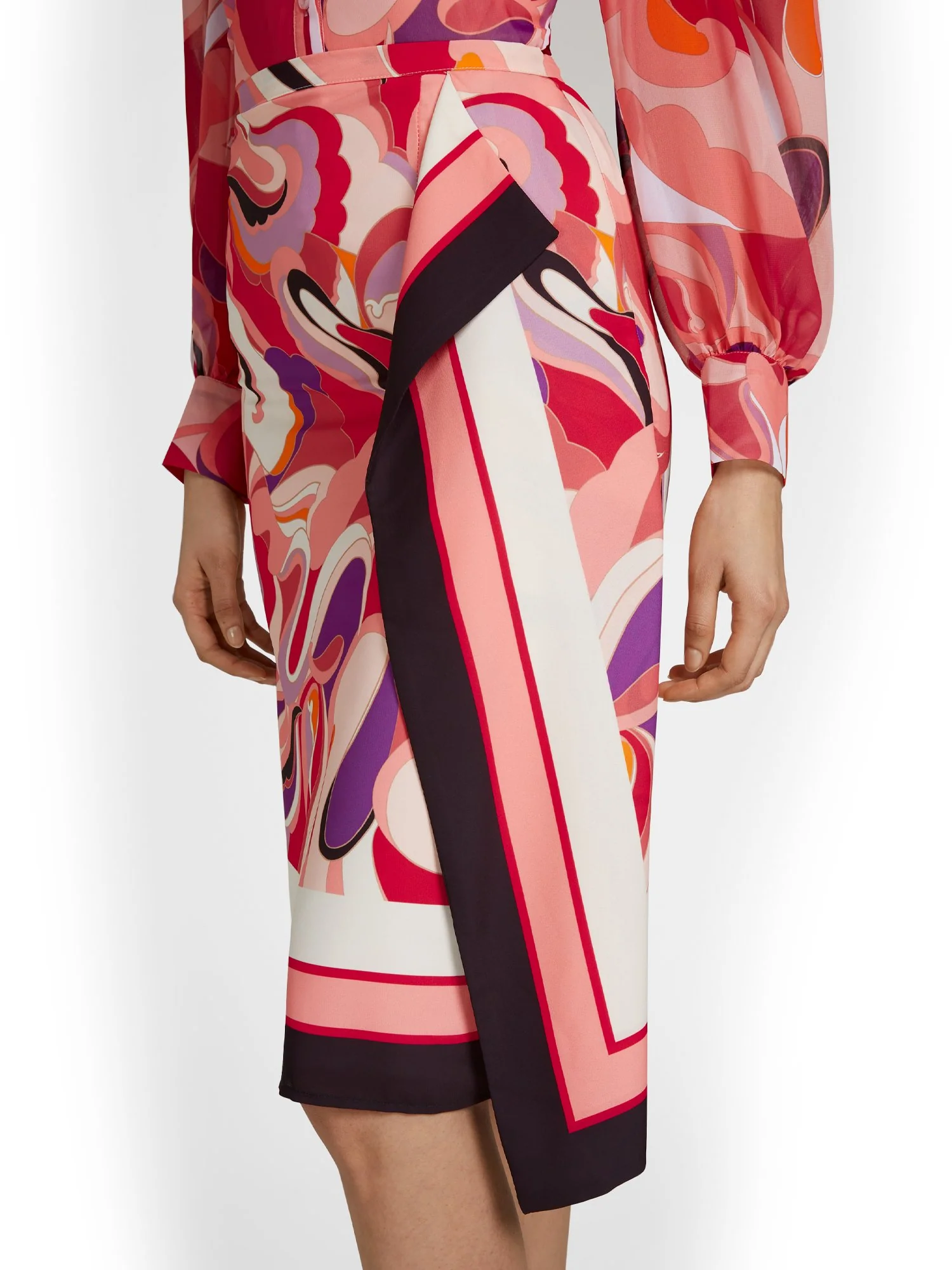 Abstract-Print Side-Drape Skirt - Image 4