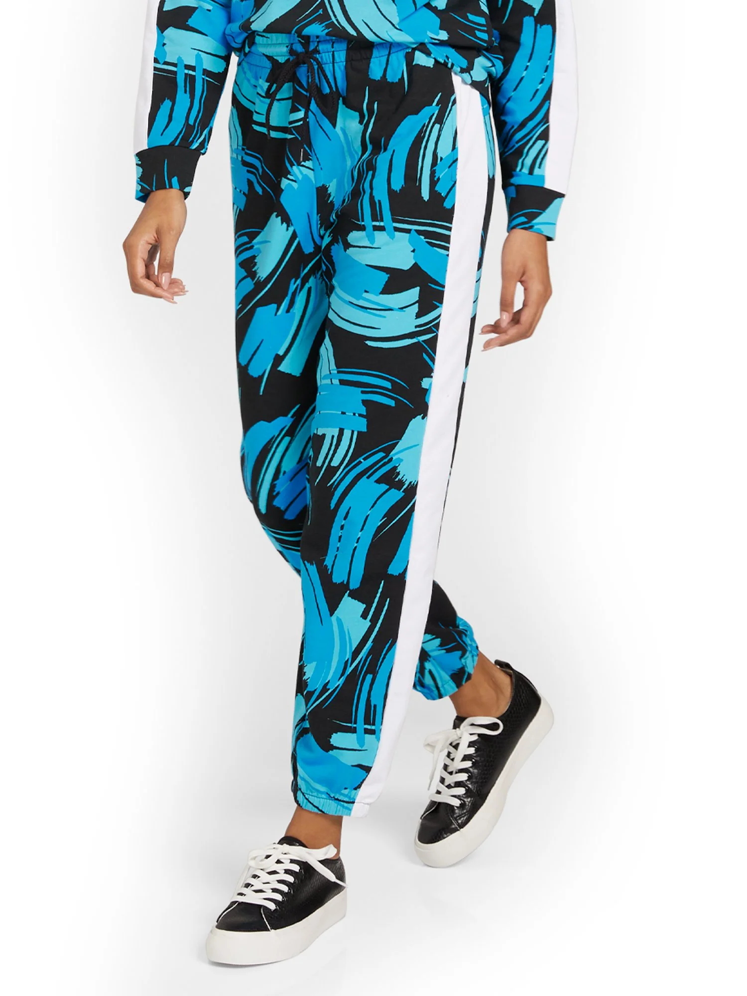 Abstract-Print Striped French Terry Jogger Pant - Image 6
