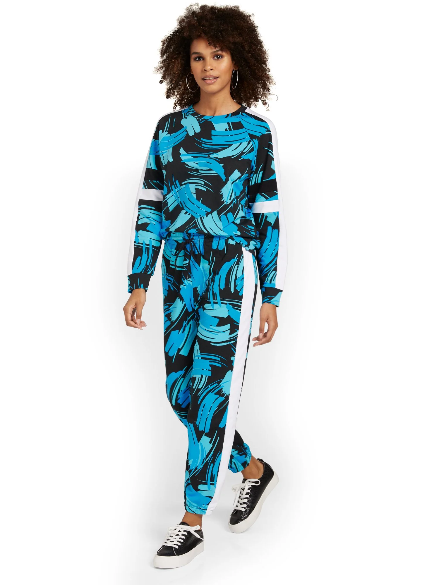 Abstract-Print Striped French Terry Jogger Pant - Image 8