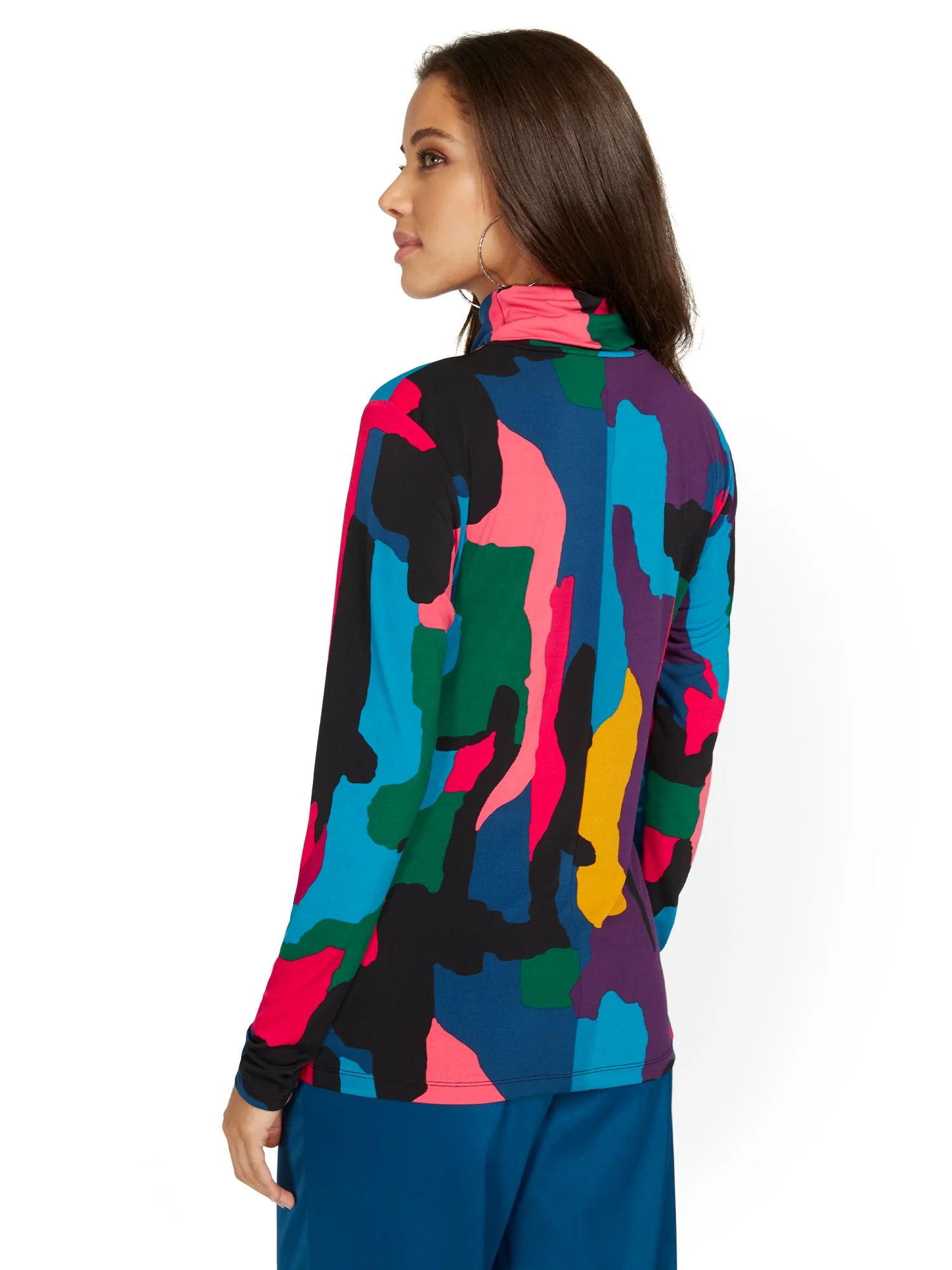 Abstract-Print Turtleneck Top - Image 3
