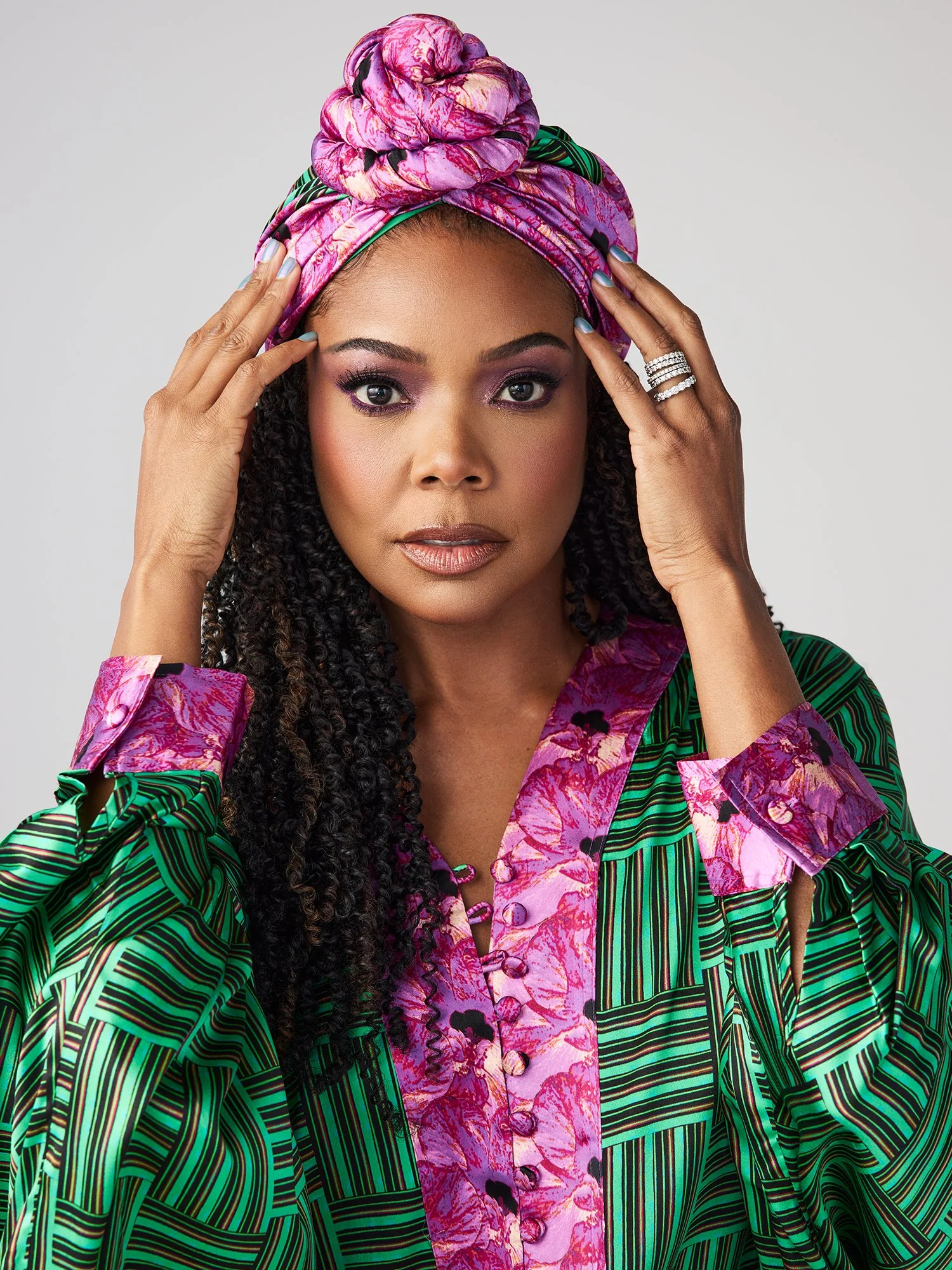 Aisha Floral-Geometric Stretch-Silk Turban - Fashion Collection - Image 6